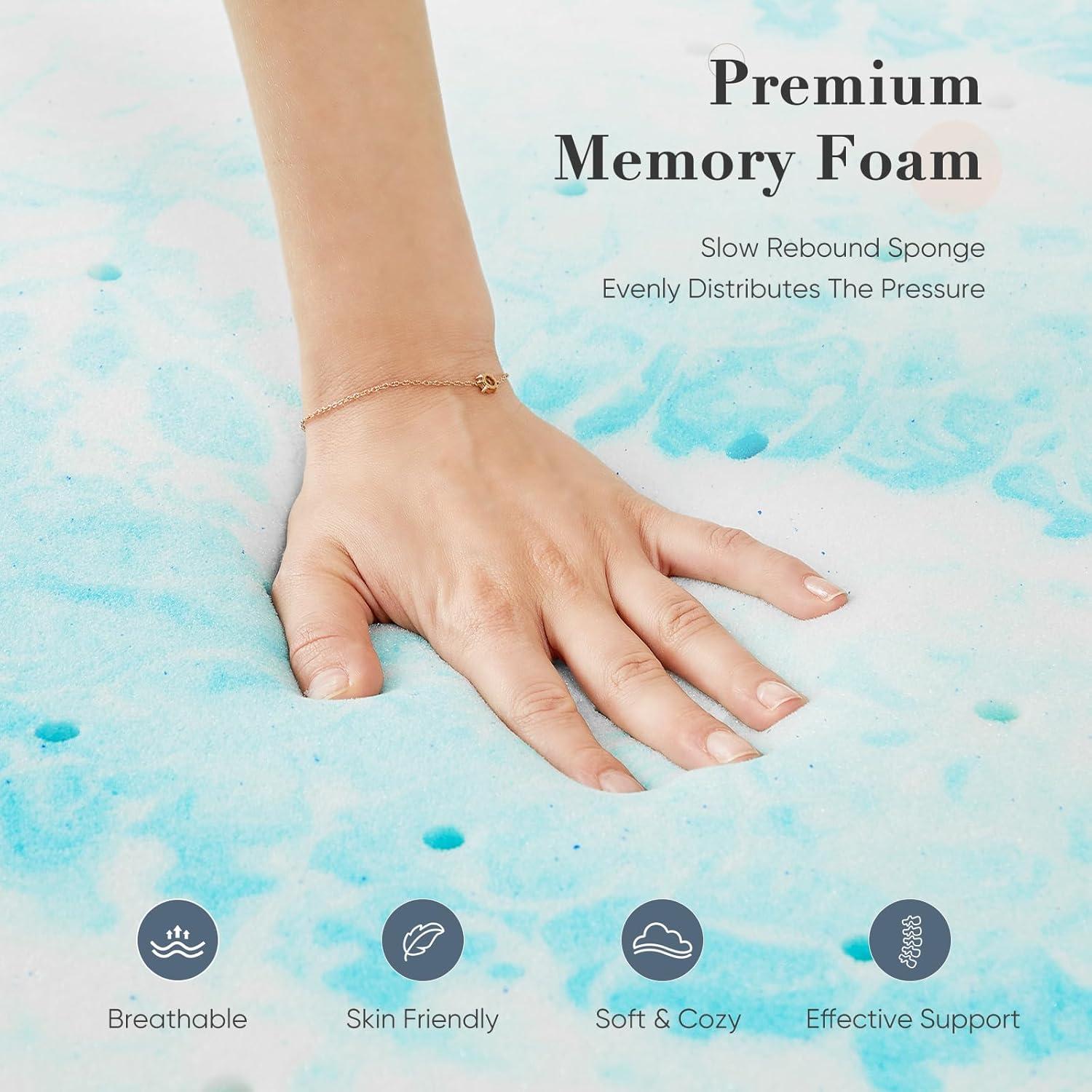 Hangzhou Tomu E-Commerce Co., Ltd. Cooling Touched Reversible 2" Gel Memory Foam Mattress Topper