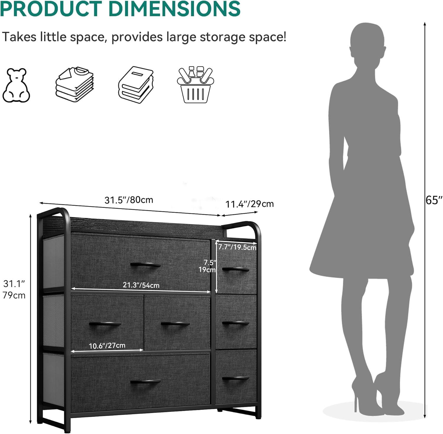 YITAHOME Fabric Dresser with 7 Drawers - Storage Tower with Large Capacity, Unit