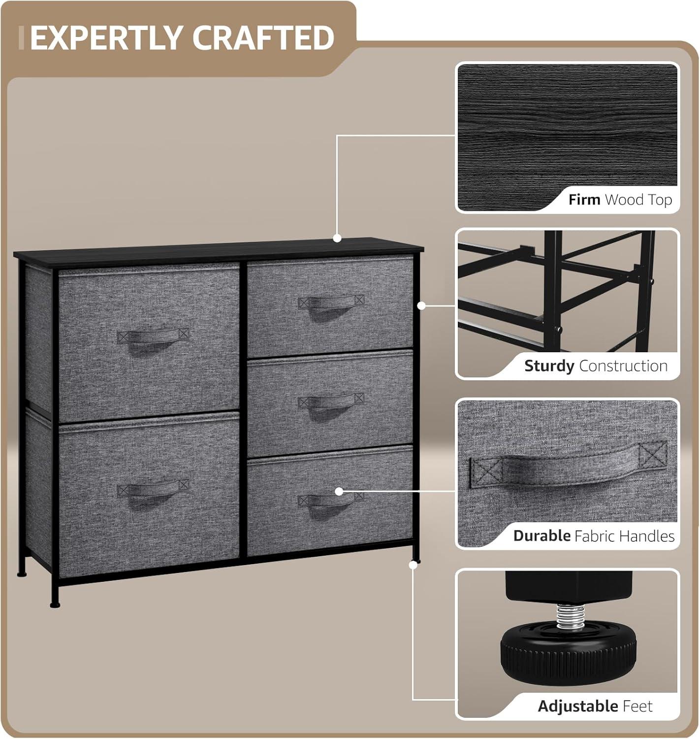 Sorbus Dresser with 7 Drawers - Chest Organizer Tower Unit with Steel Frame, Wood Top, Easy Pull Fabric Bins - Storage Furniture for Bedroom, Hallway, Closet & Office Organization