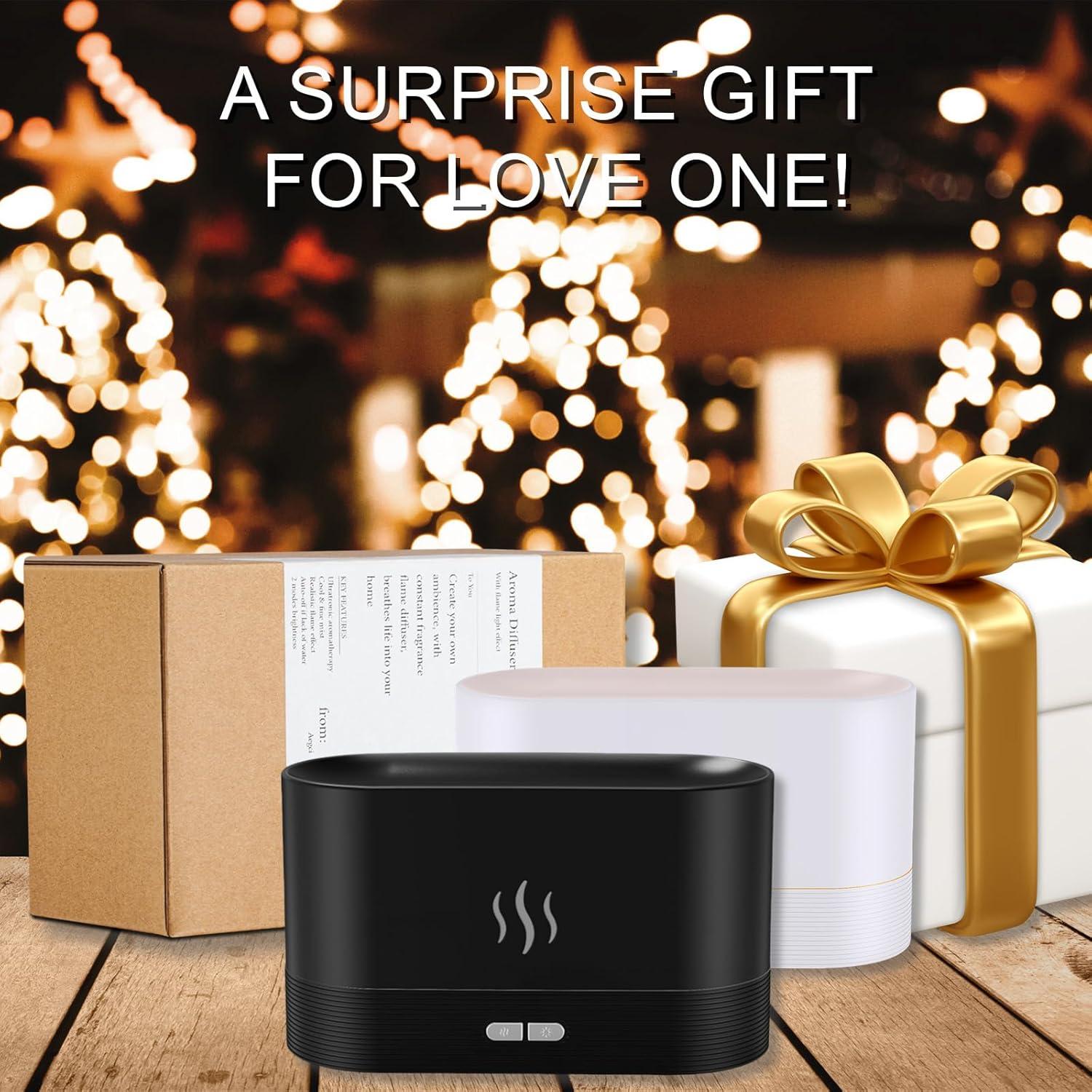 180ml Flame Air Humidifier Essential Oil Diffuser, TSV 3D USB 7 Color Light Aroma Diffuser for Home, Office, Spa, Gym