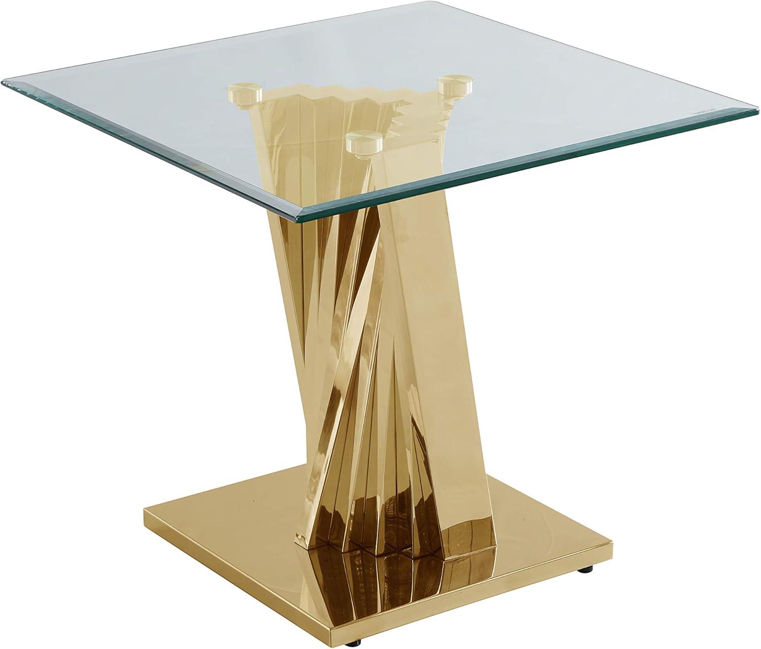 Luxurious Gold Stainless Steel and Glass Rectangular End Table