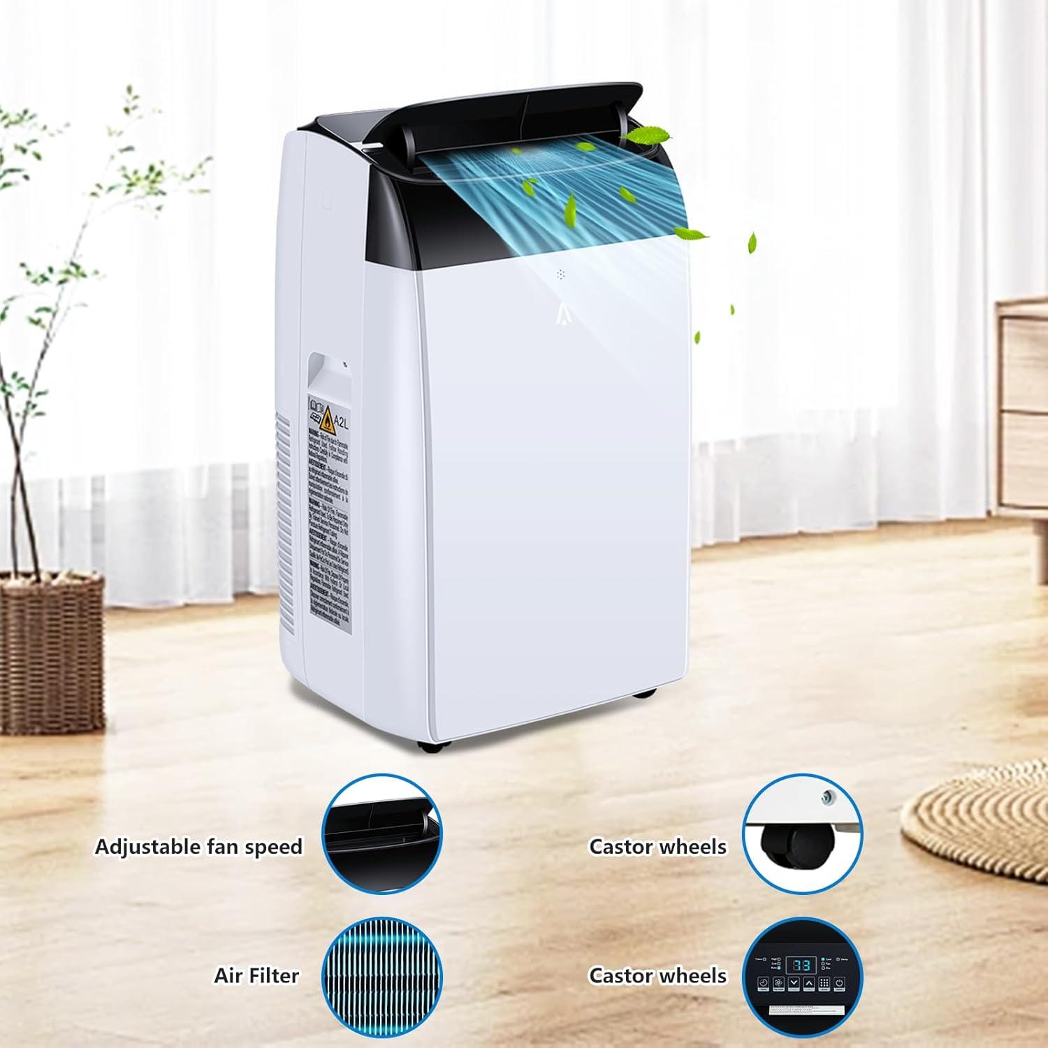 12000 BTU White Portable Air Conditioner with Remote Control