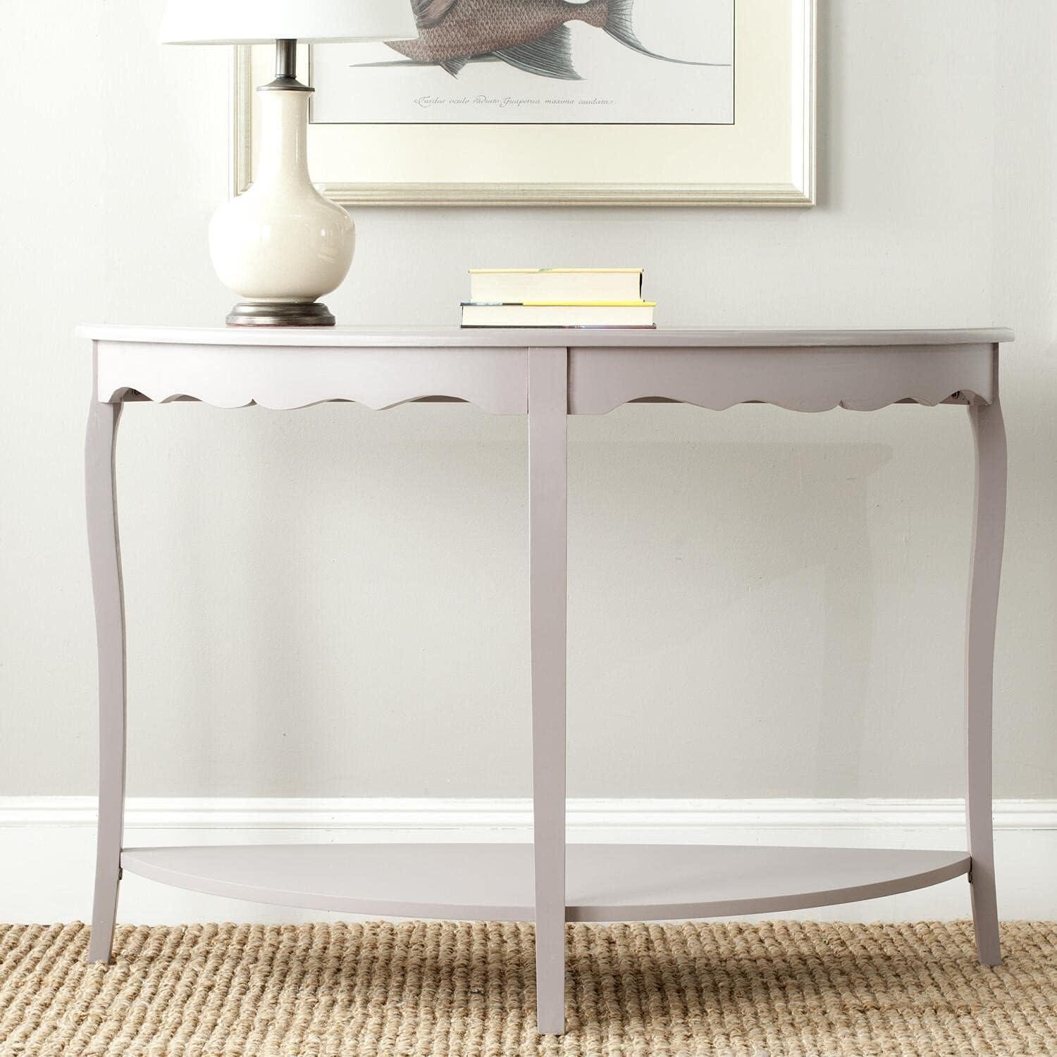 Christina Transitional Demilune Console Table with Storage in Brown