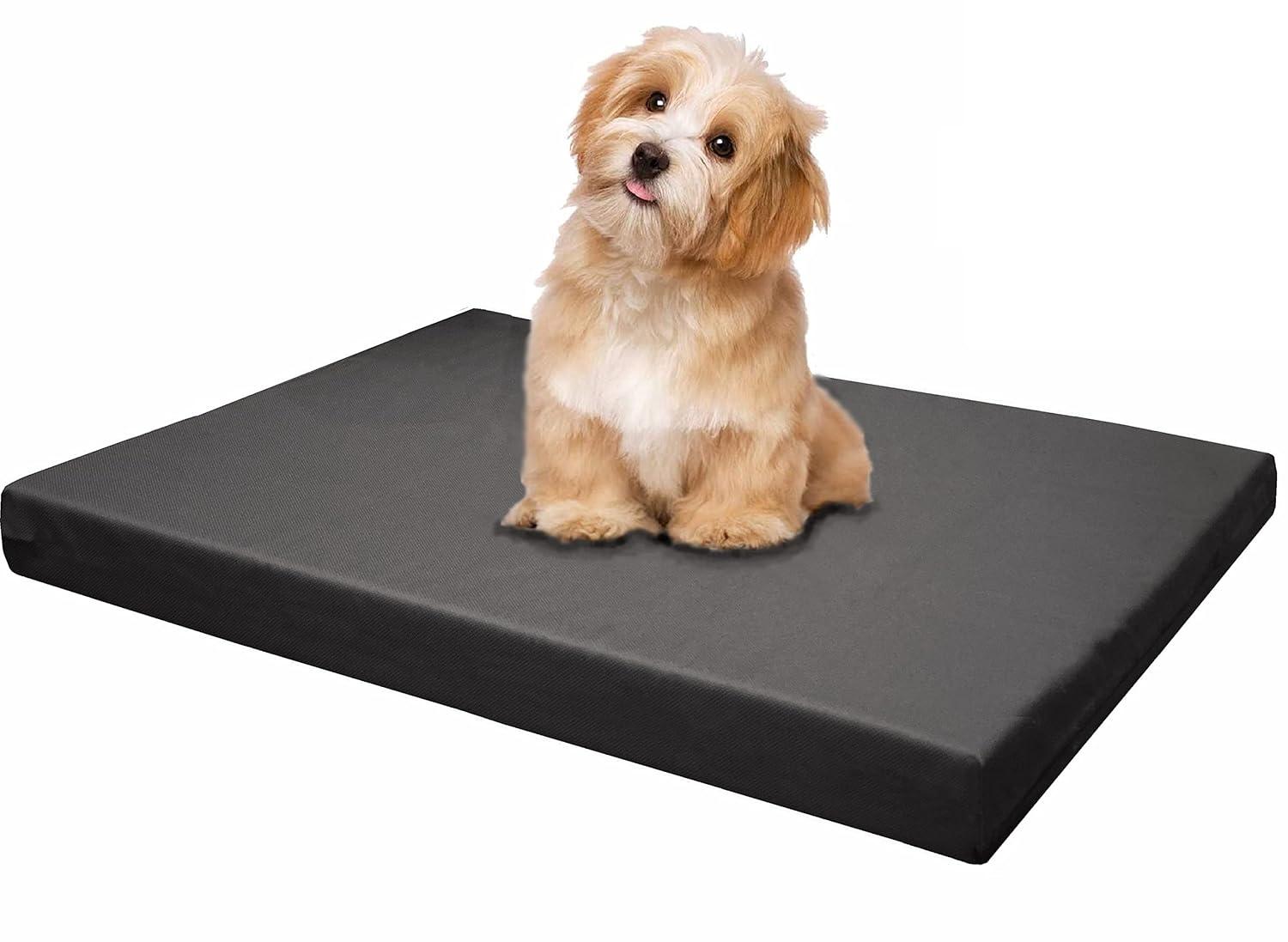 Dogbed4less Memory Foam Platform Dog Bed, Crate Mattress with Waterproof Removable Cover Large 42X28X3 Space Gray