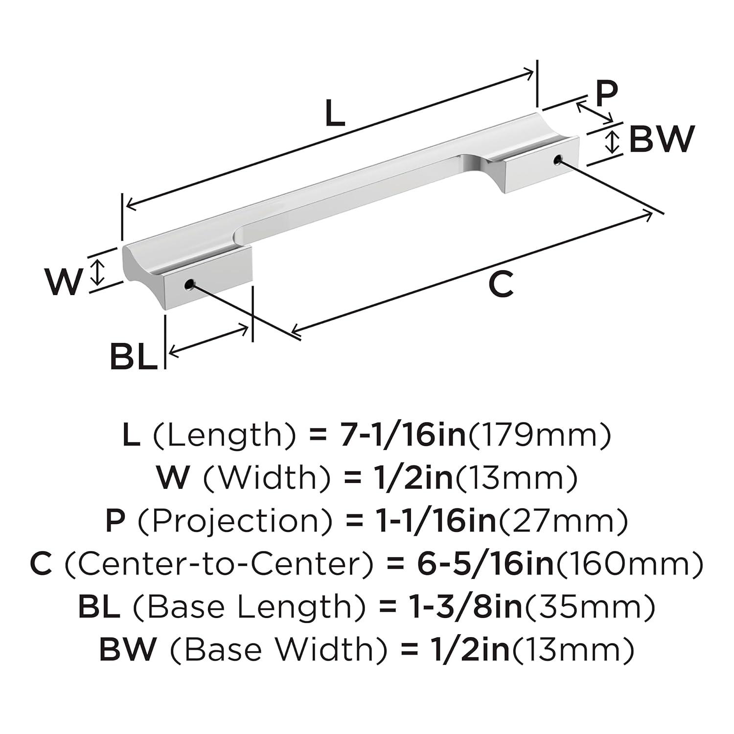 Amerock Status 6-5/16 inch (160mm) Center-to-Center Polished Chrome Cabinet Pull