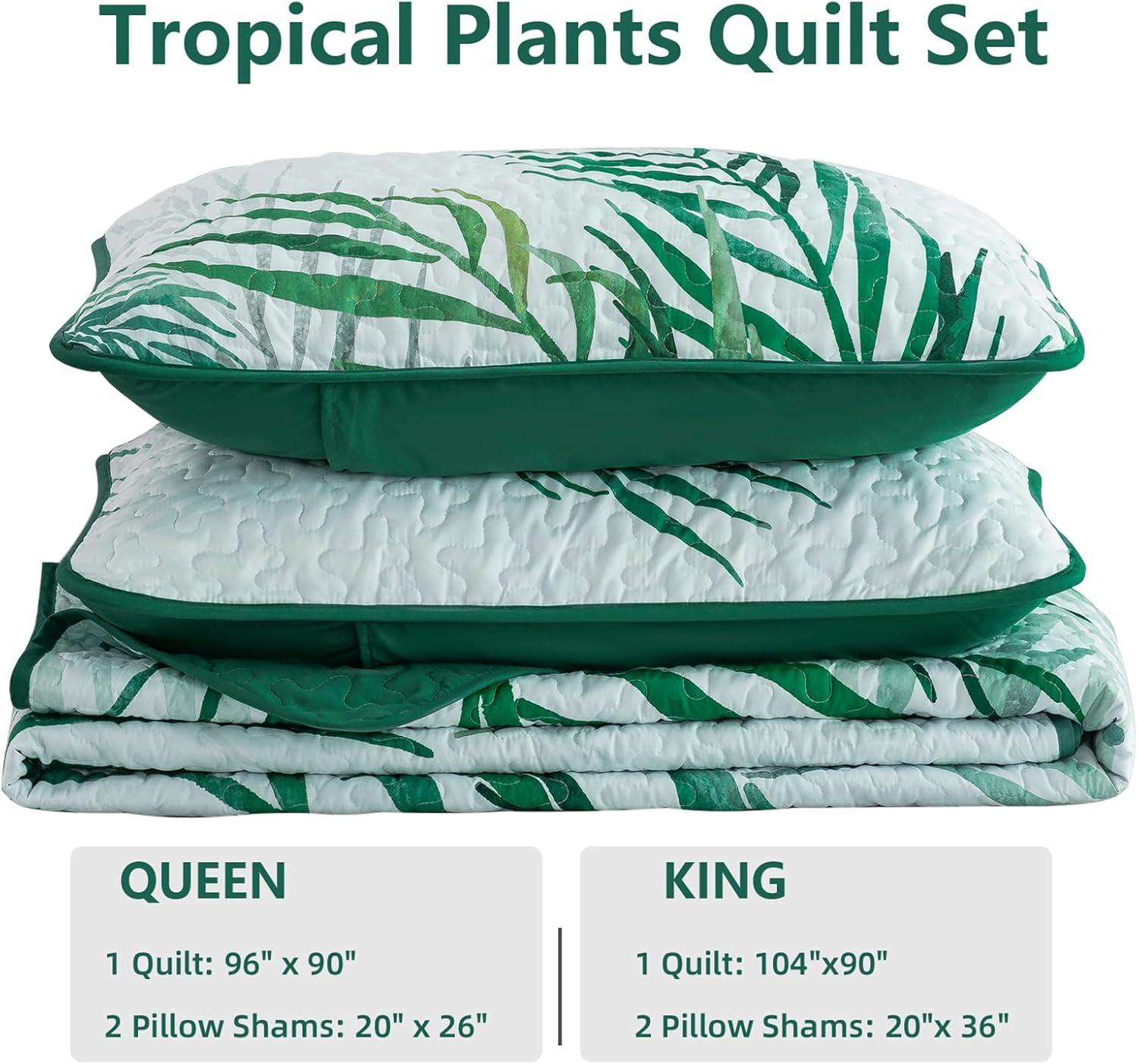 Ambesonne Palm Leaf Bedspread Set Forest Leaves Frame Hunter Green