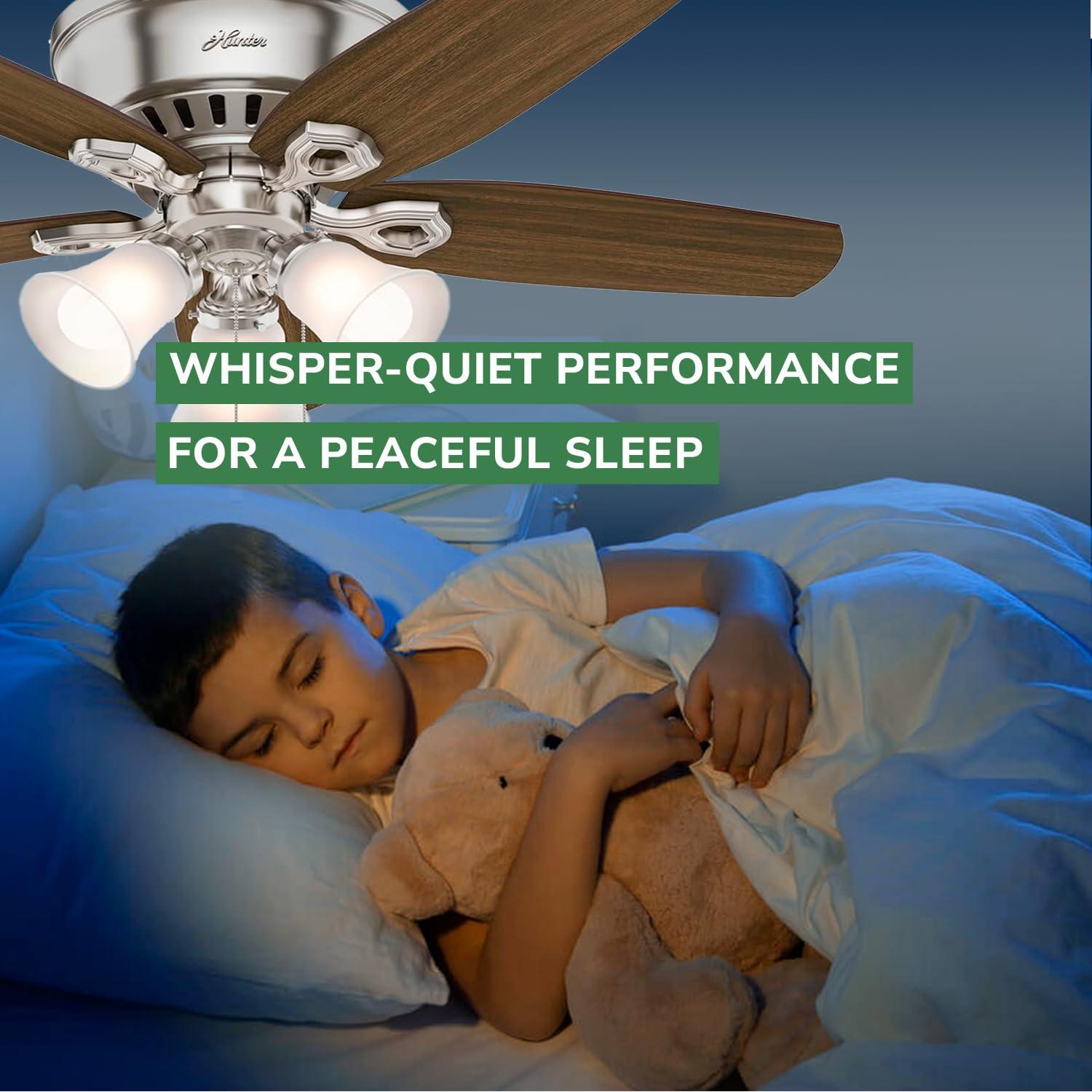 42" Builder Low Profile Ceiling Fan (Includes LED Light Bulb) White - Hunter Fan: 5-Blade, Reversible Motor, Flush Mount