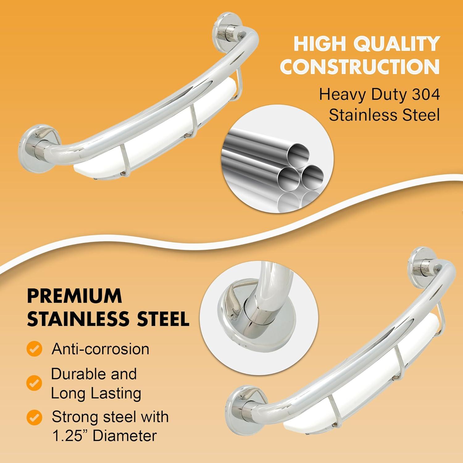 Shelf Grab Bar for Bathroom Shower Tub Kitchen Safety Aid/304 Stainless/Polished Chrome/ 18" x 5.5"