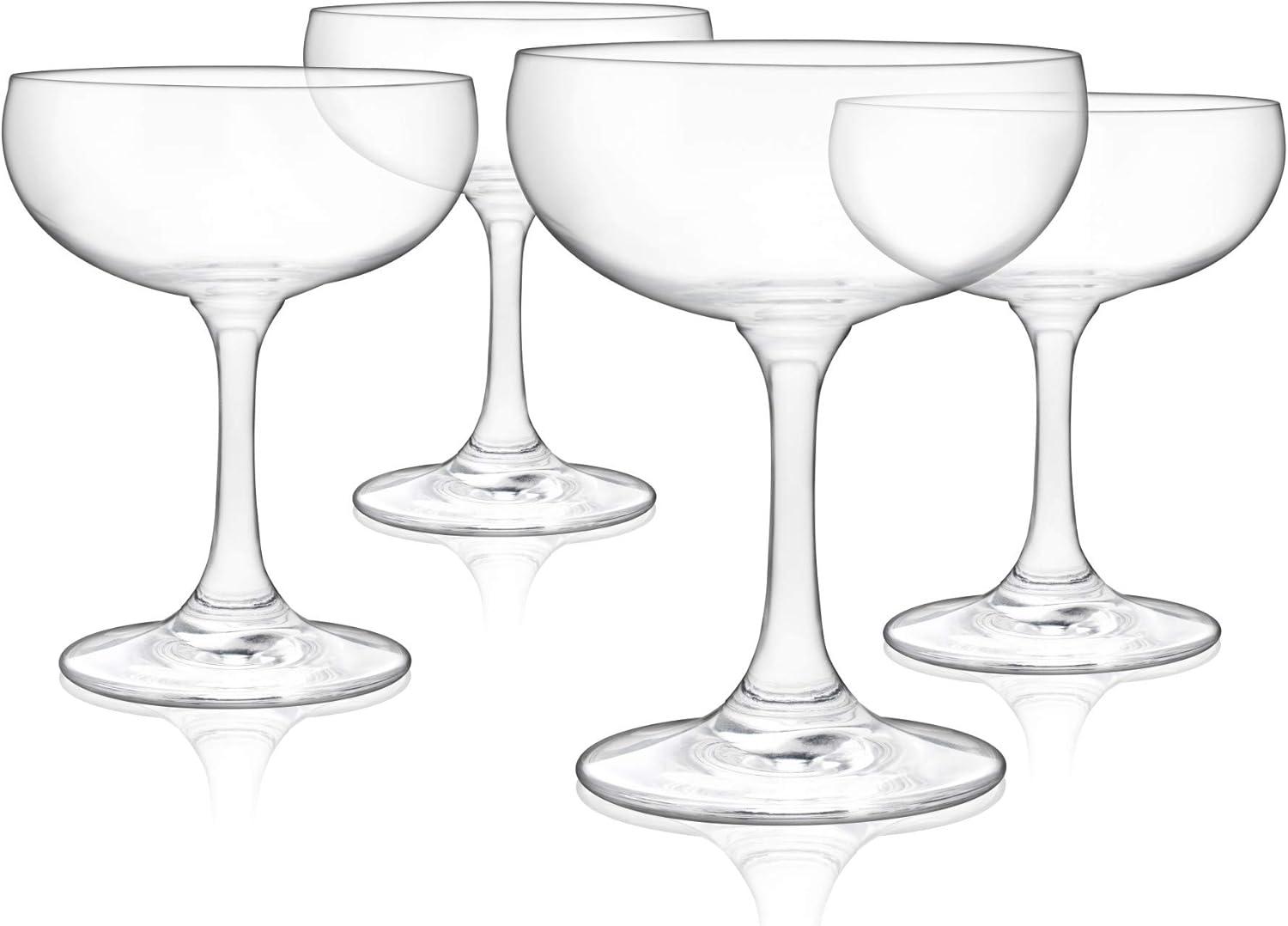 Clear 7 Oz Coupe Martini Cocktail Glasses, Set of 4