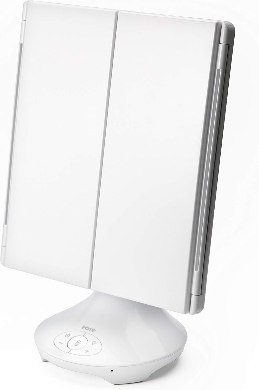 iHome Beauty REFLECT TRIFOLD Vanity Speaker with Bluetooth Audio, Hands-Free Speakerphone, LED Lighting, Siri and Google Support, and USB Charging
