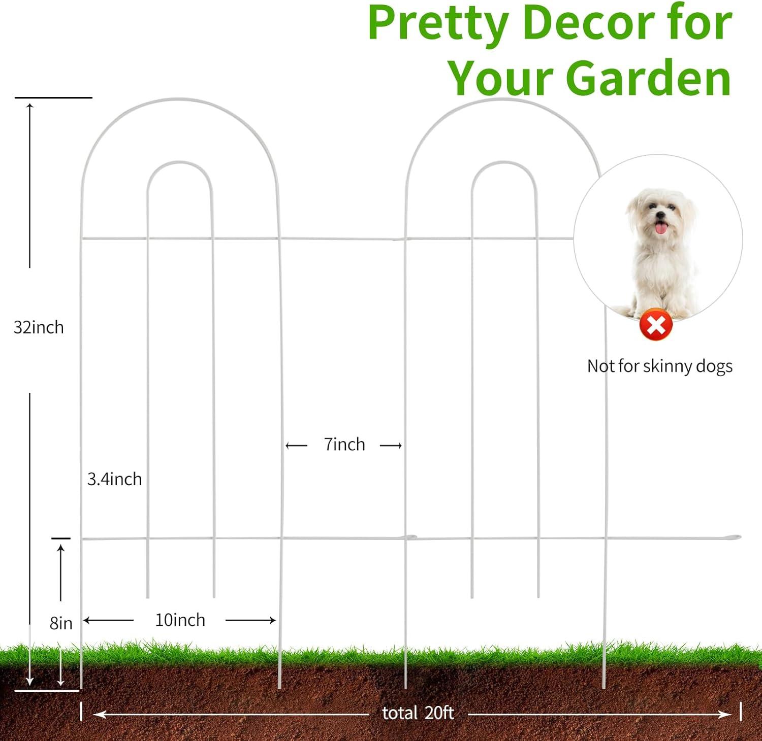 Amagabeli 14 panels Decorative Garden Fences and Borders for Dogs 32in(H)×20ft(L) No Dig Metal Fence (Set of 14)