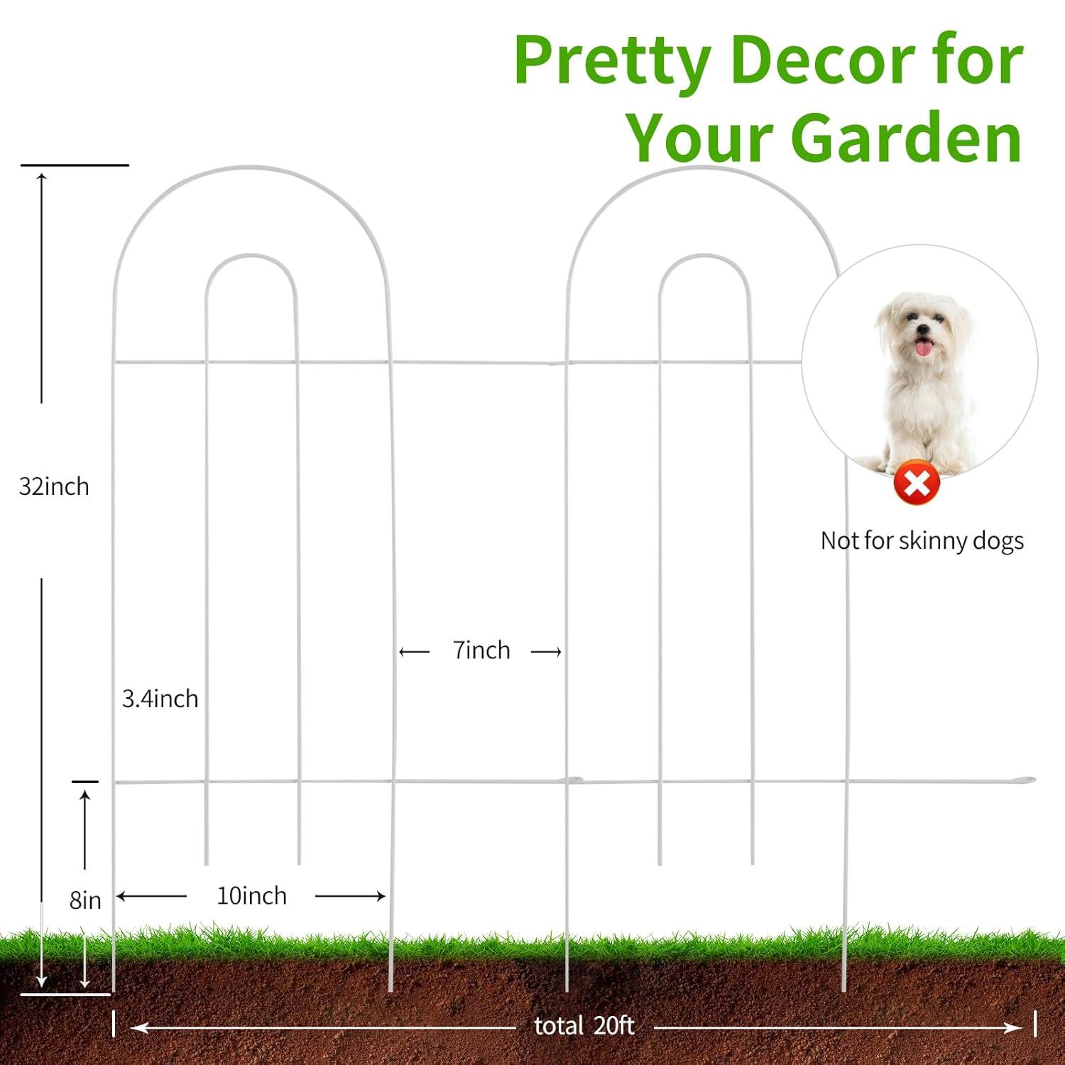 Amagabeli 14 panels Decorative Garden Fences and Borders for Dogs 32in(H)×20ft(L) No Dig Metal Fence (Set of 14)