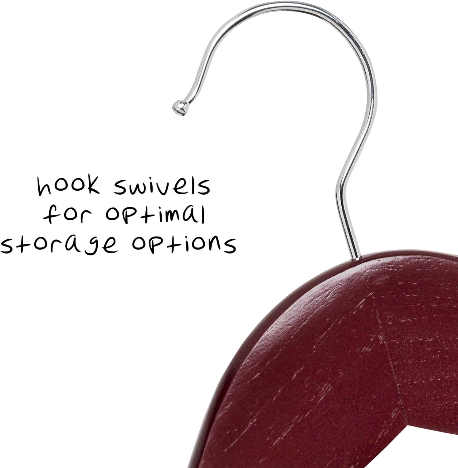 Cherry Wood Non-Slip Swivel Clothes Hangers, 24-Pack