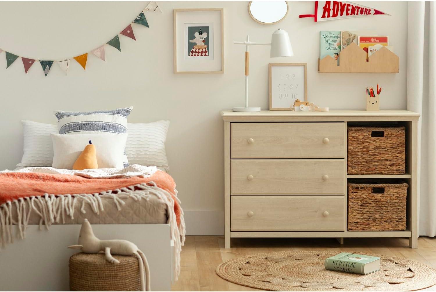 Cotton Candy 3-Drawer Dresser with Storage Baskets