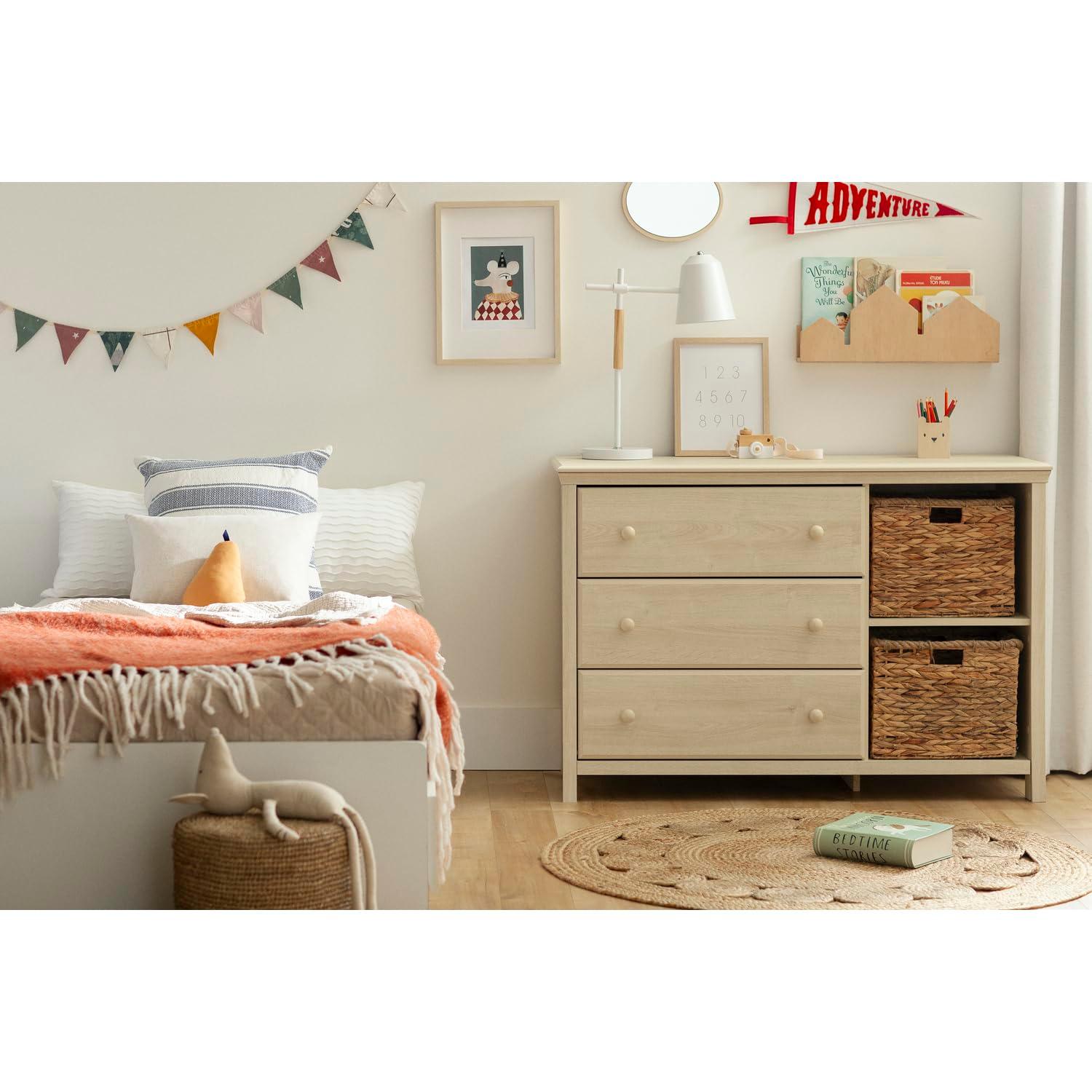 Cotton Candy 3-Drawer Dresser with Storage Baskets