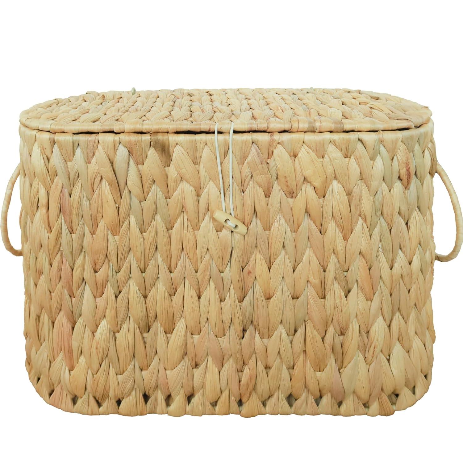 Toilet Paper Basket-Wicker Toilet Paper Storage with Lid,Decorative Farmhouse Boho Wicker Basket for Bathroom Storage and Organizer,Free Standing
