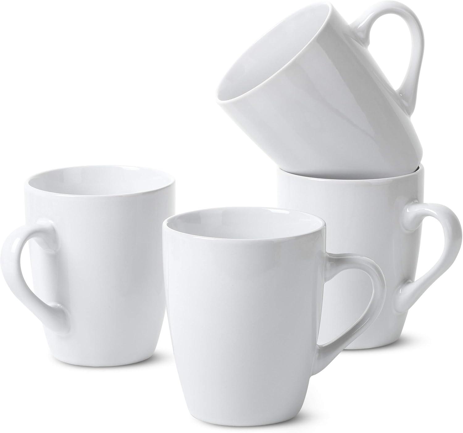 White Ceramic Christmas Coffee Mugs Set of 4