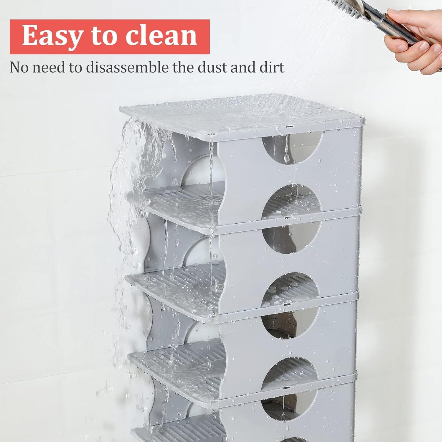 Gray Stackable 6-Tier Plastic Shoe Rack