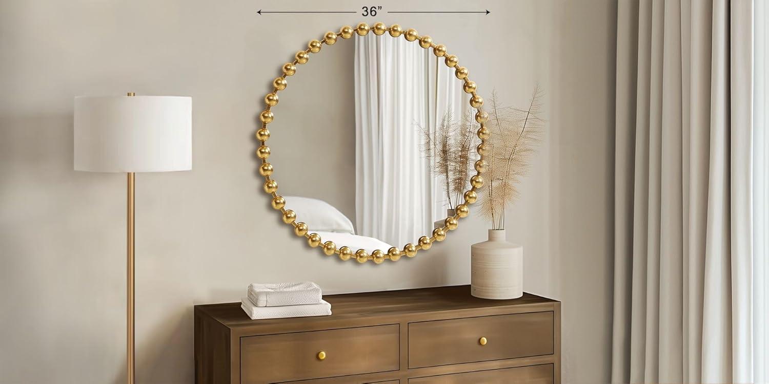 Marlowe Beaded Round Metal Wall Mirror