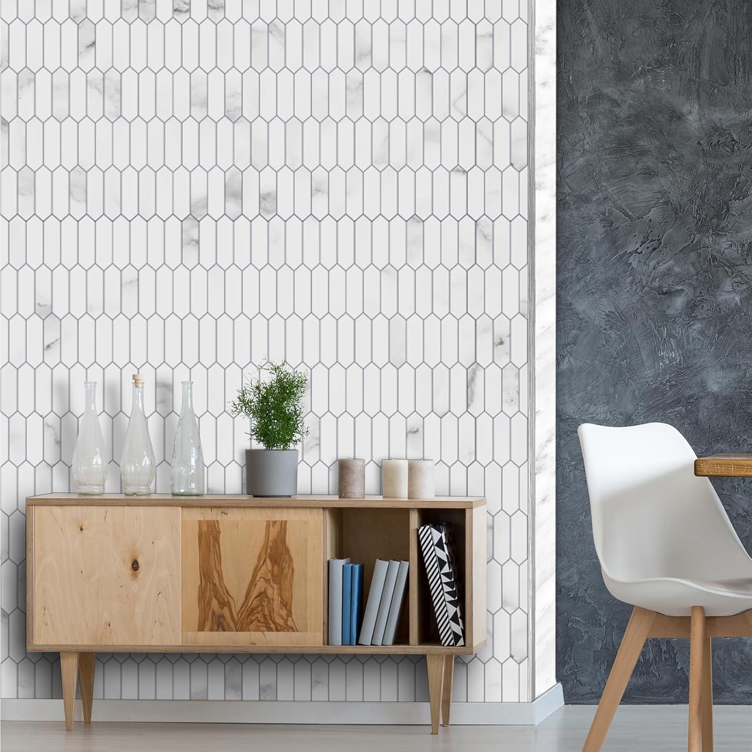 12" x 11.22" Stone Composite Peel & Stick Mosaic Tile