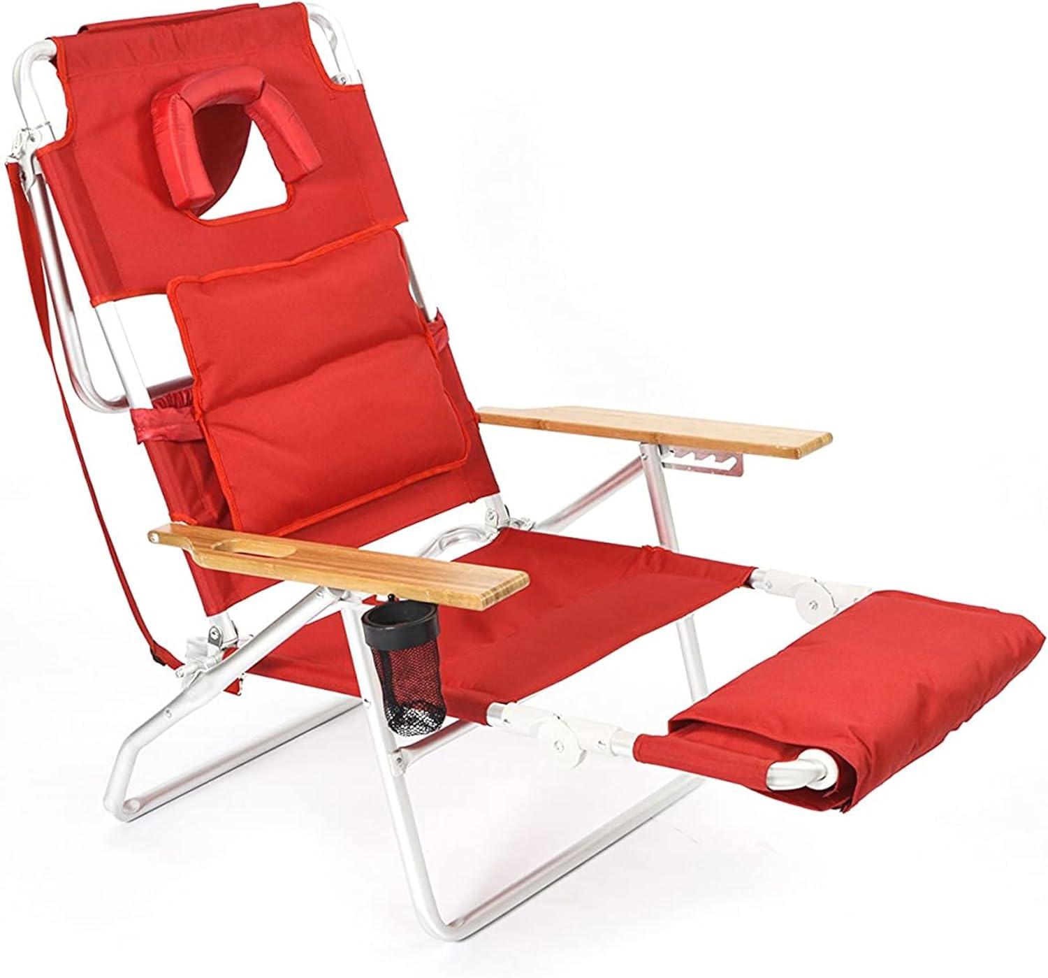 Ostrich Ostrich Deluxe Padded Lightweight Portable Adjustable Outdoor Reclining Folding Chair with Footrest