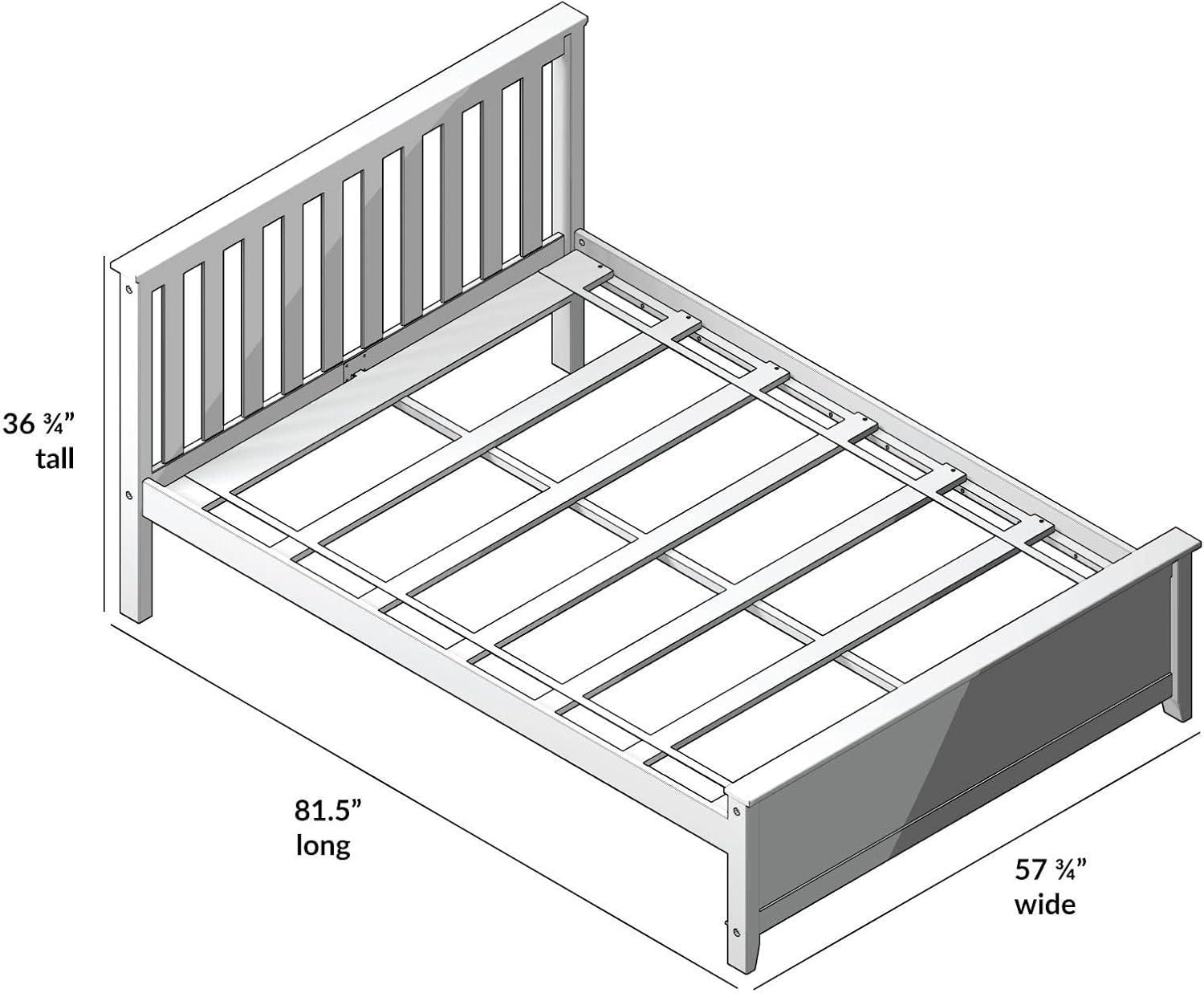 Plank+Beam Solid Wood Full Bed Frame with Headboard, Classic Full Size Adults Platform Bed