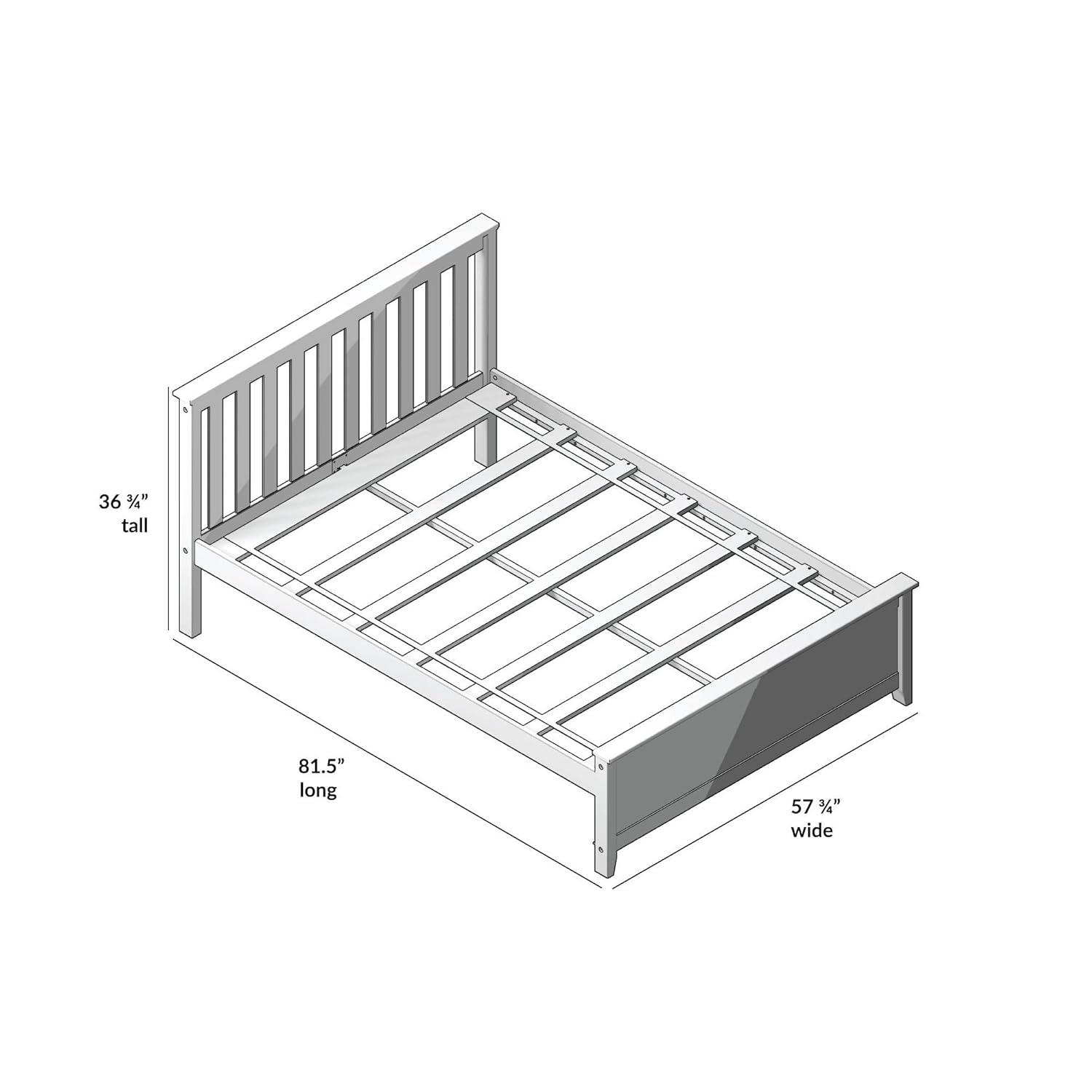 Plank+Beam Classic Solid Wood Full Size Bed Frame with Headboard for Adults