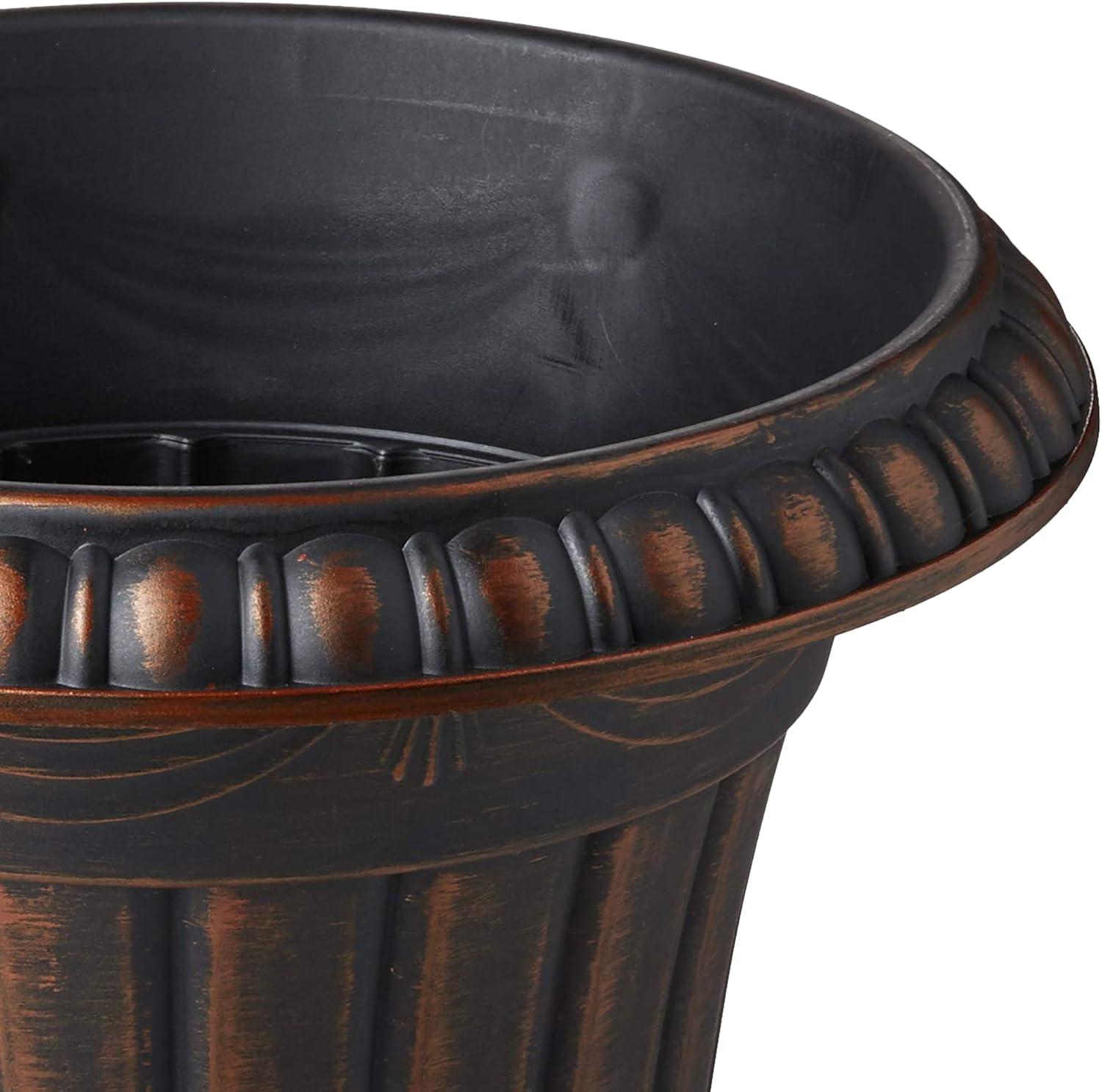 Arcadia Garden Products 16x18" Traditional Plastic Urn Planter, Brushed Copper