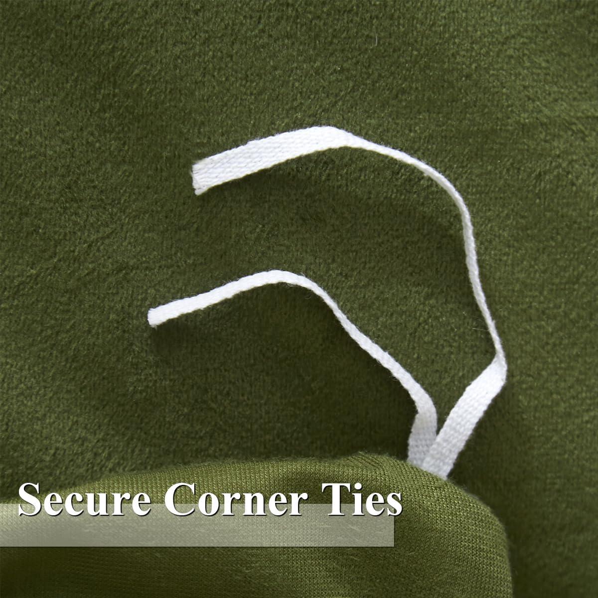 Ivellow Velvet Flannel Duvet Cover King Size Olive Green Comforter Cover Ultra Soft Breathable Cozy Velour Duvet Cover Solid Luxury Bedding Set Zipper Closure Corner Ties