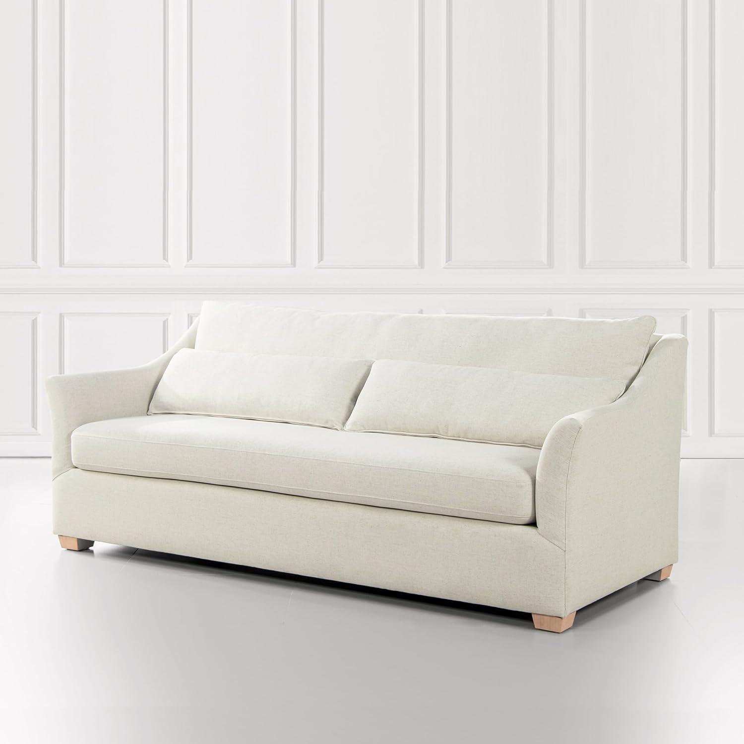 Jennifer Taylor Home Ada Modern Fabric Sofa with Flared Arm in Flax White