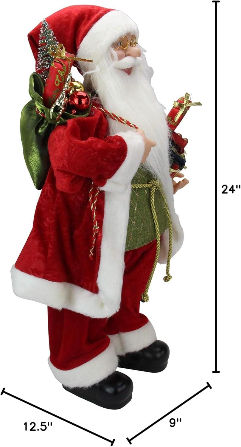 24" Red and White Santa Claus with Presents and Drum Christmas Figure