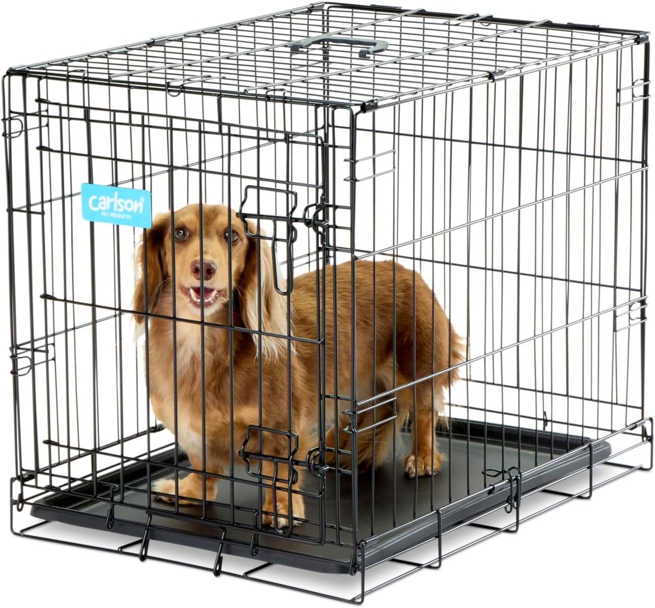 Carlson Pet Products Secure and Foldable Single Door Metal Dog Crate, Small, Black, 24” L x 18” W x 20.5” H