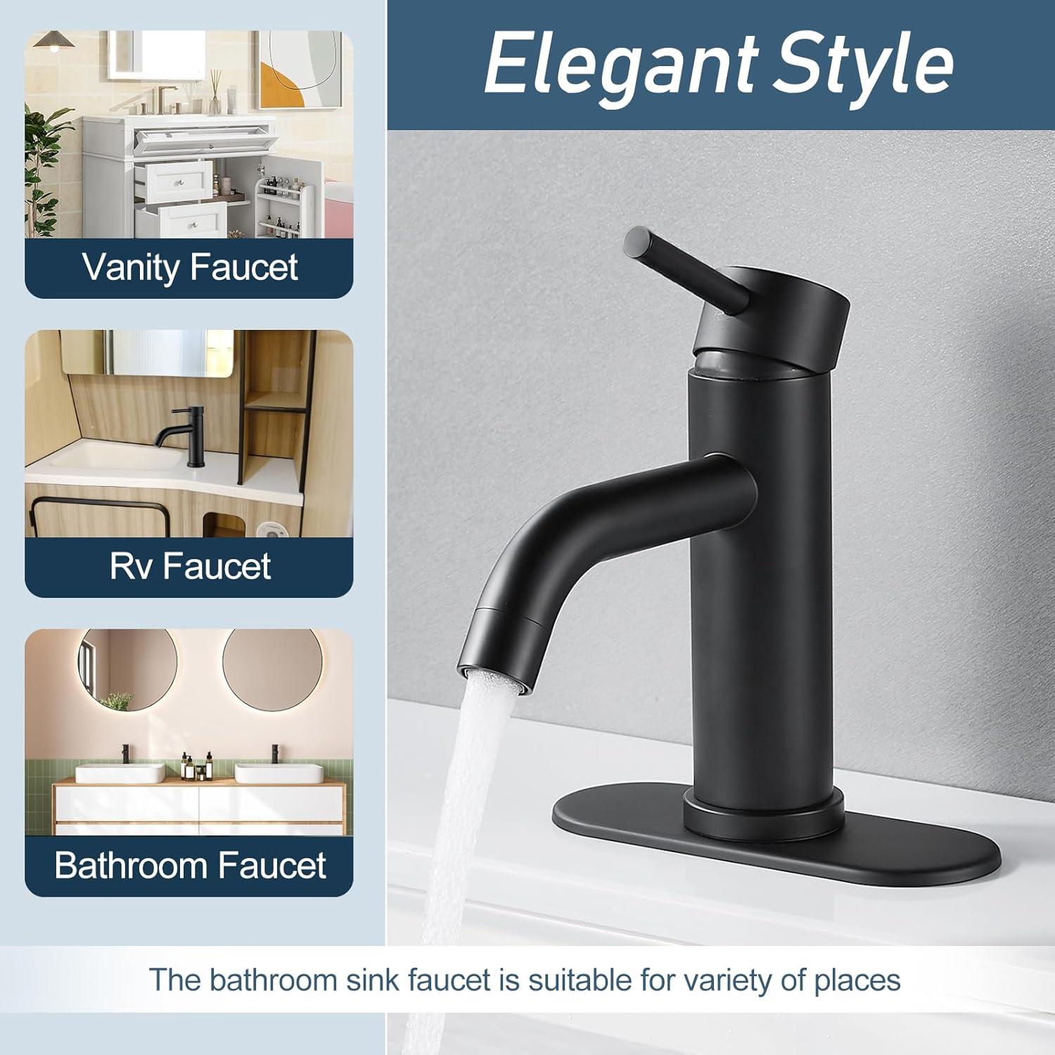 Matte Black Modern Single Handle Bathroom Faucet