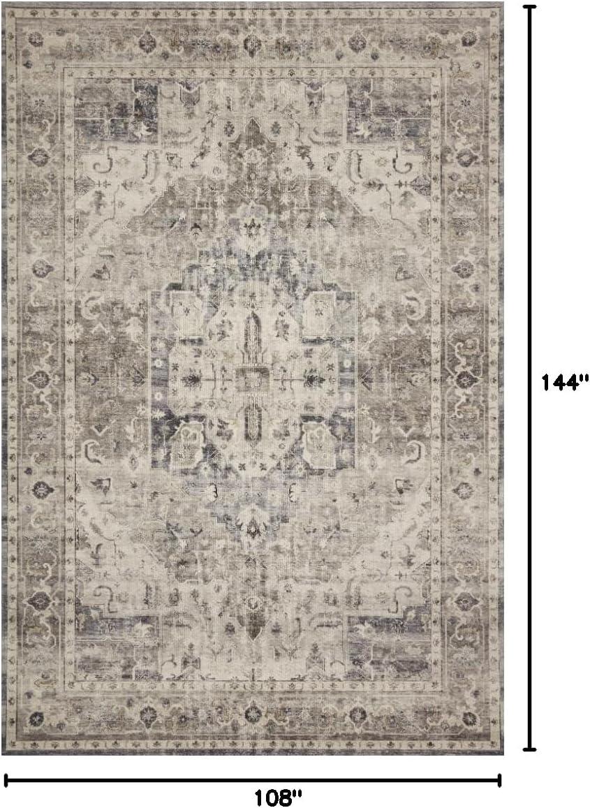 Loloi II Hathaway Printed Oriental Steel / Ivory Area Rug