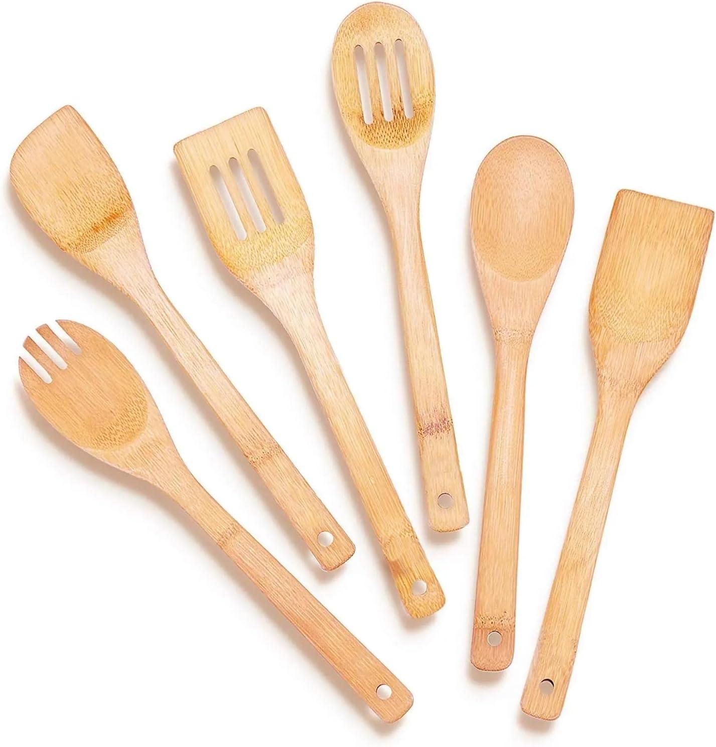 6-Piece Natural Bamboo Cooking Utensils Set