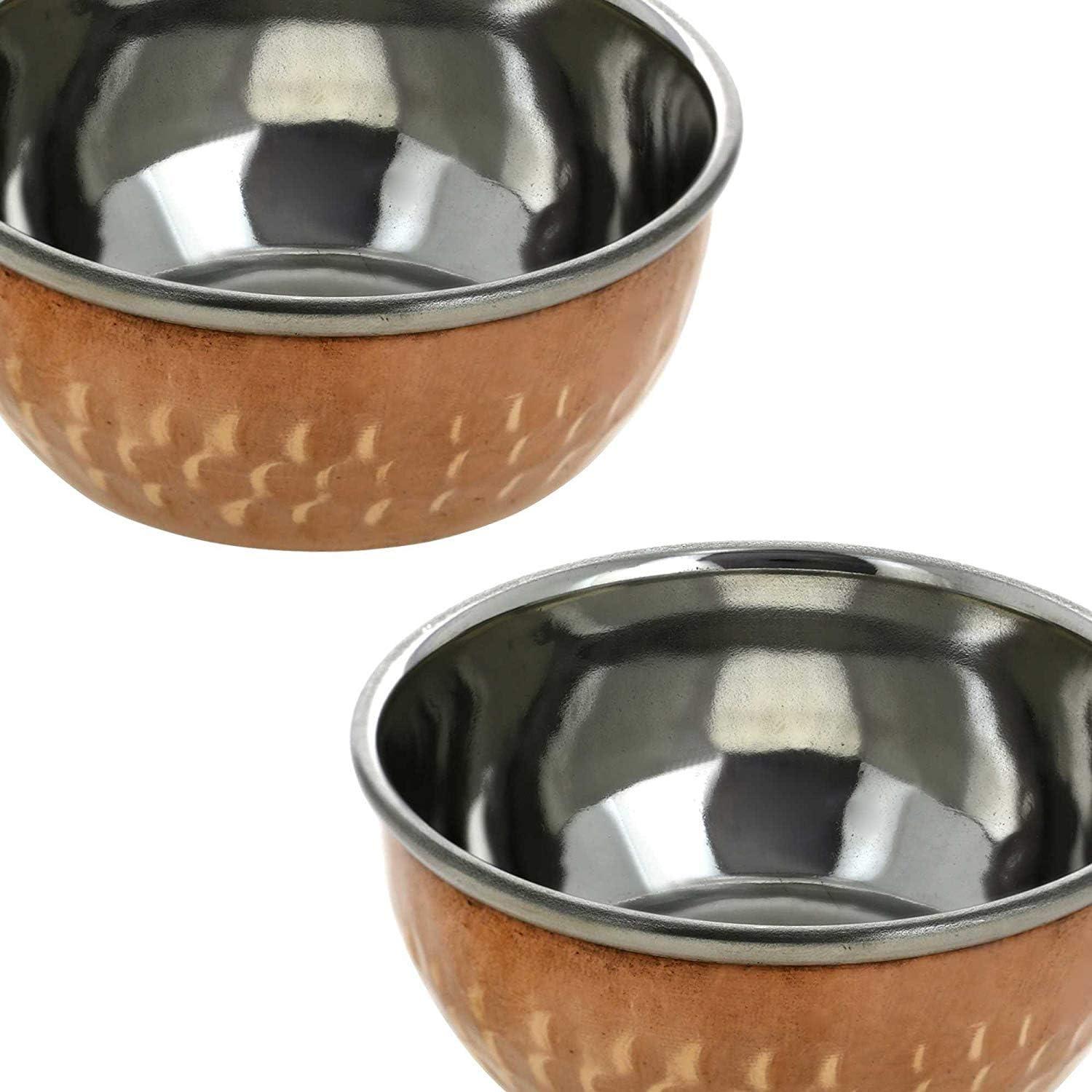 Rastogi Handicrafts Stainless steel-copper Hammered serving bowls for dining & serving (2)