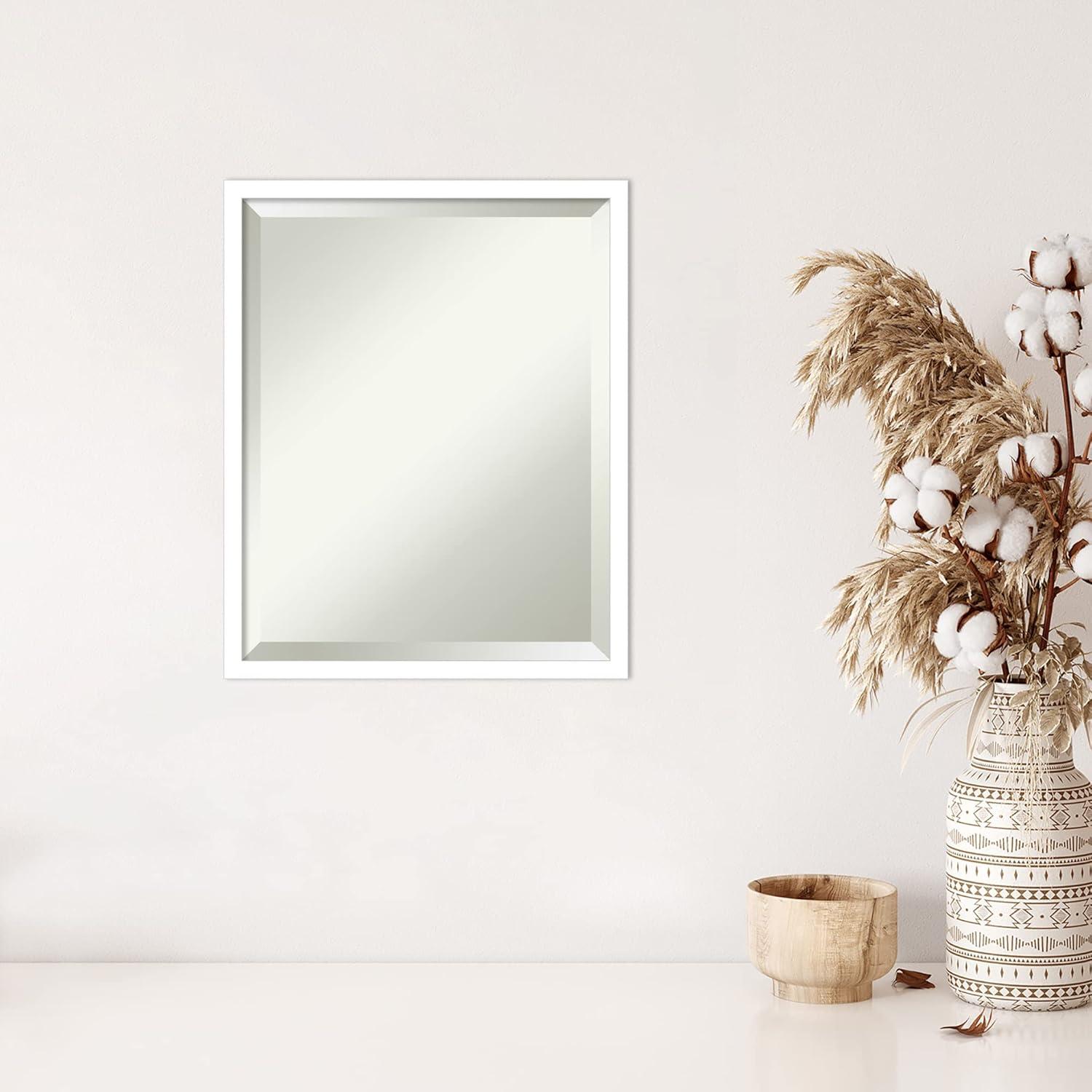 Amanti Art Svelte White Beveled Wood Wall Mirror 21.5 x 17.5 in.
