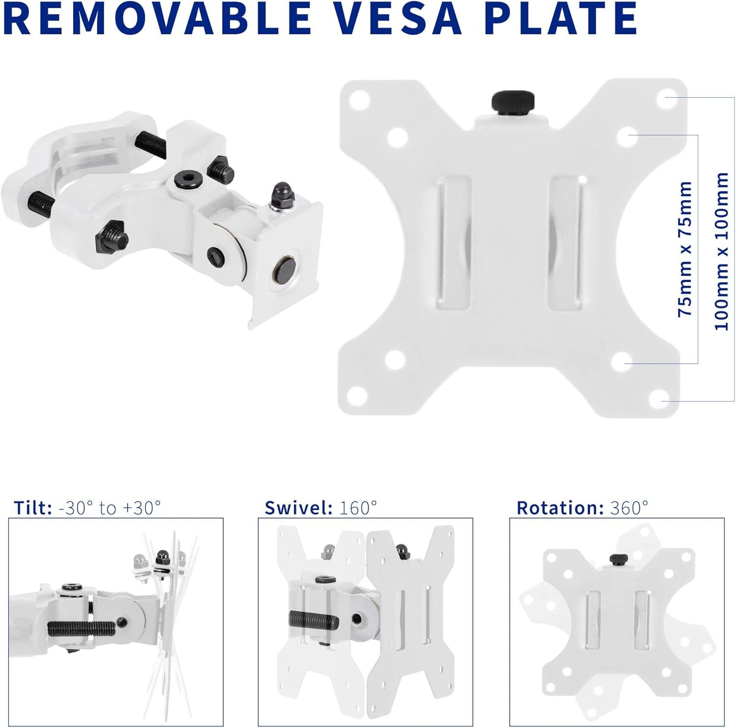 VIVO White Steel Universal Bracket Pole Mount VESA Plate, Fits 13" to 30" Screen