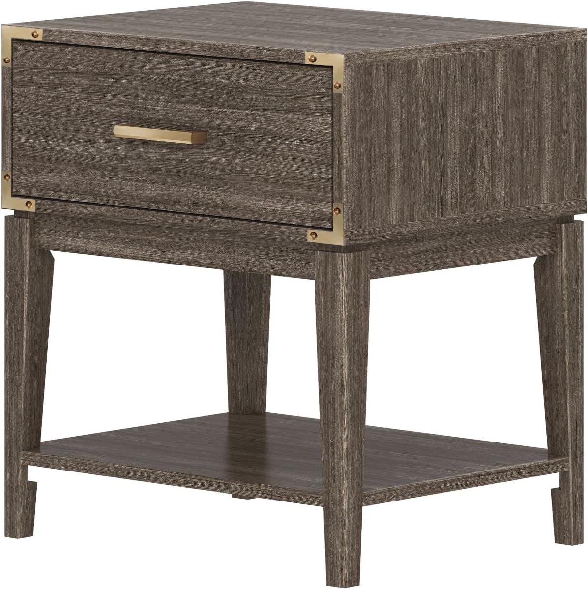 Plank+Beam Solid Wood Nightstand with 1 Drawer, Contemporary Side Table for Bedroom, Clay