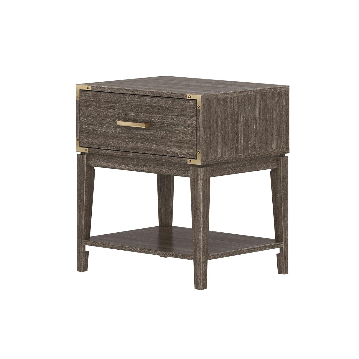 Plank+Beam Solid Wood Nightstand with 1 Drawer, Contemporary Side Table for Bedroom, Clay