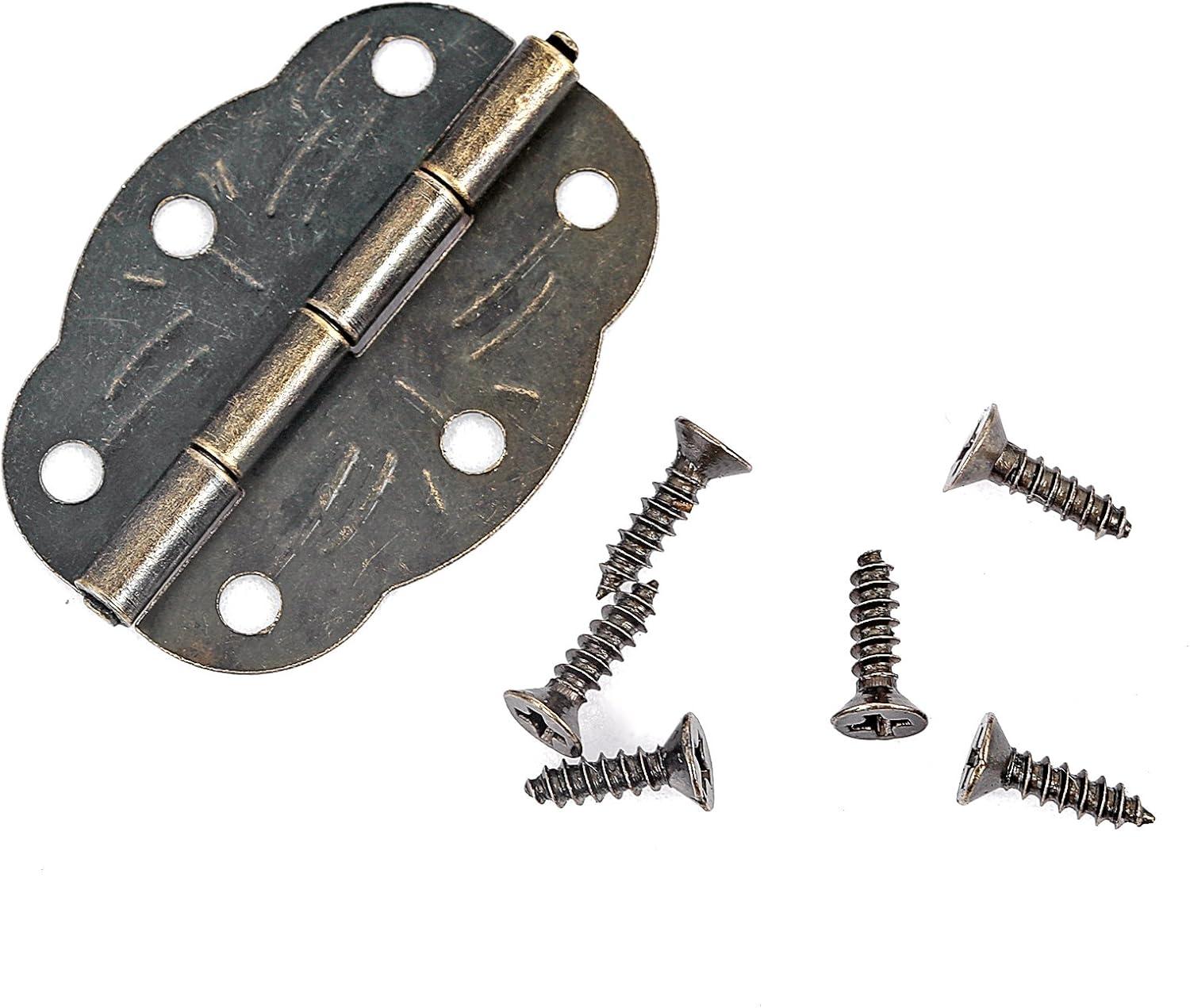 Jewelry Box Hardware 40 Pieces 1 inch Hinges Antique Small Butterfly Hinges - Bronze Engraving Design Box Hinges for Crafts Wooden Box, Gift Box Hinges, Cabinet Drawer Jewelry Box with 160 Screws