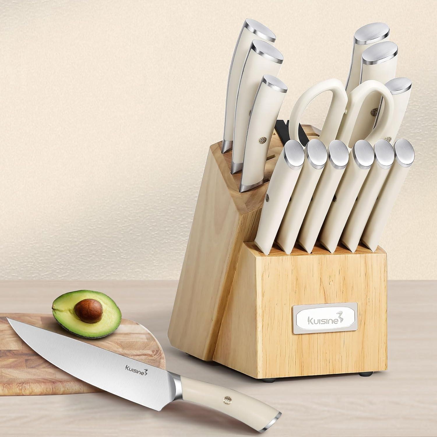 kuisine Kuisine 15-Piece Kitchen Knife Block Set Premium Stainless Steel