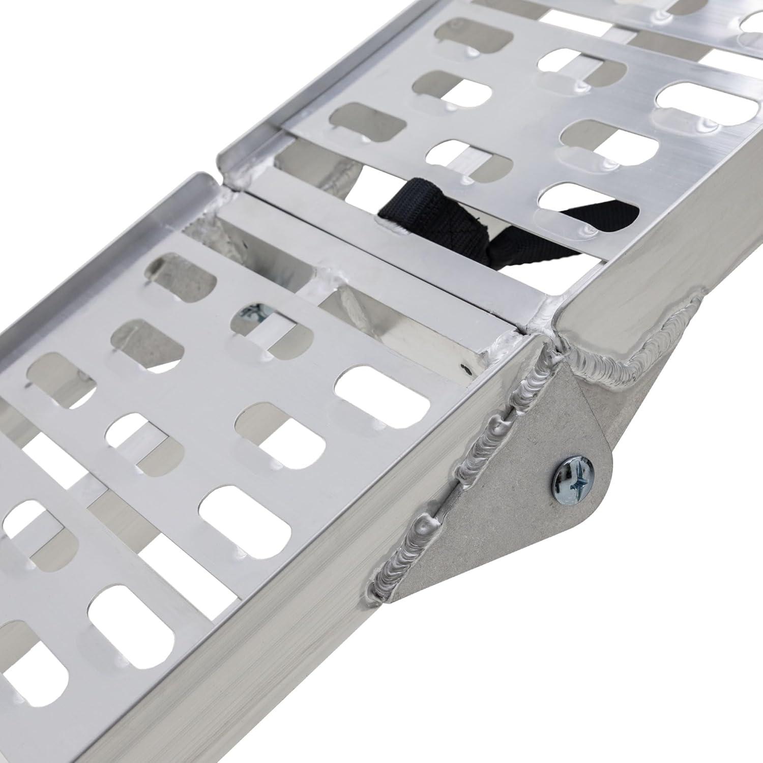 Black Widow Black Widow Aluminum Folding Motorcycle Ramp Arched Plate, Single Runner, Silver