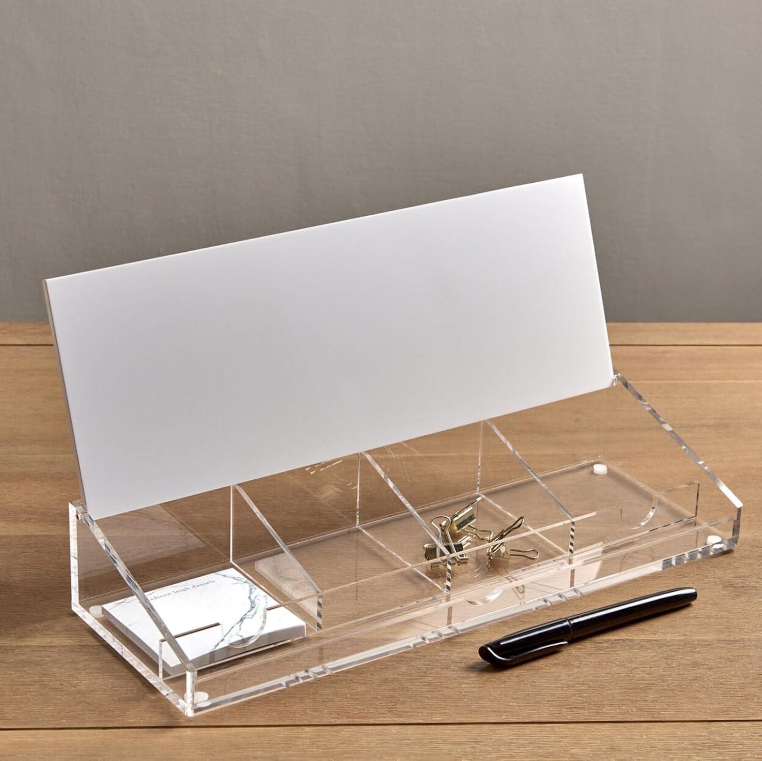 Clear Acrylic Dry Erase Desktop Organizer with Compartments