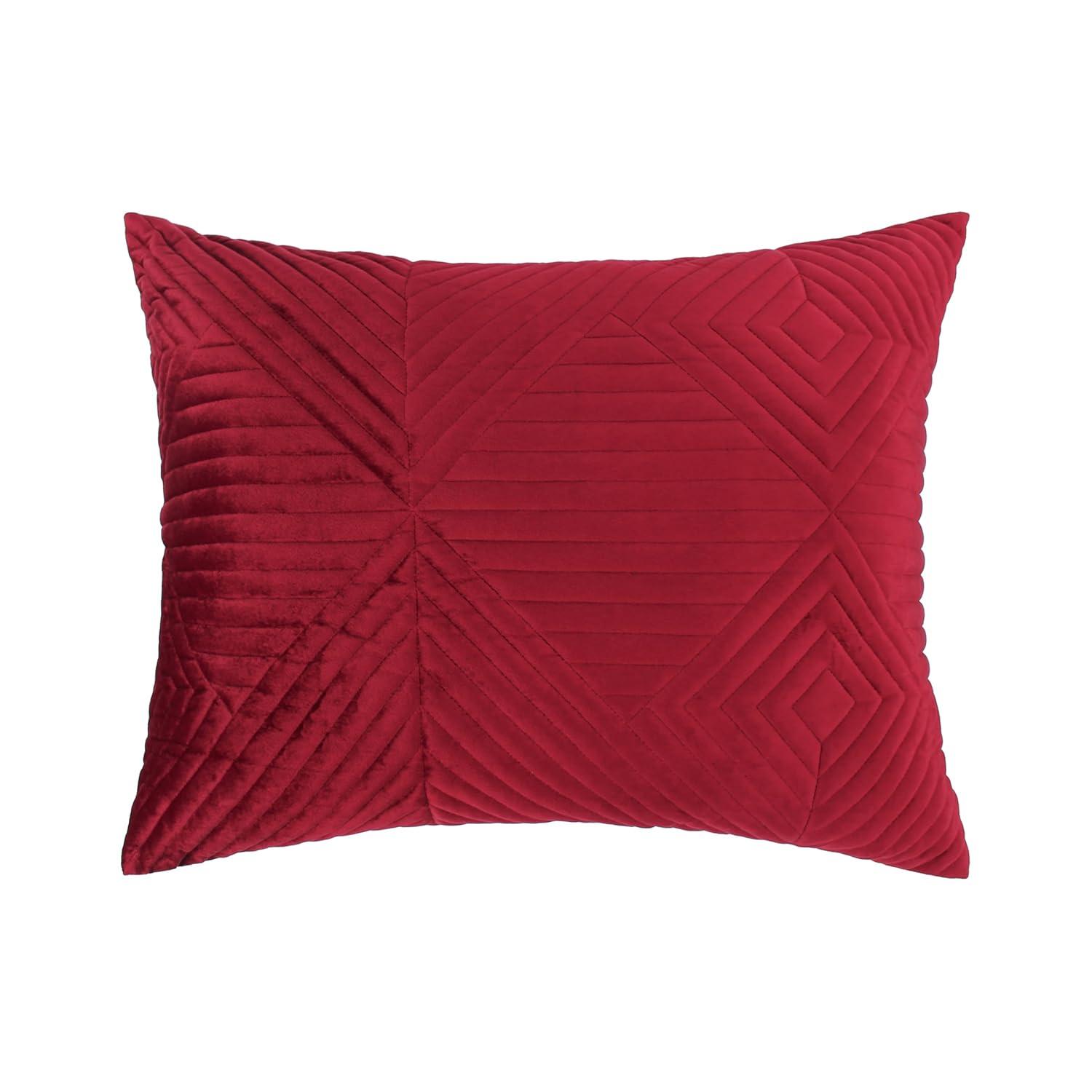 Greenland Home Fashion Riviera Velvet Ultra Comfortable Pillow Sham Standard Red