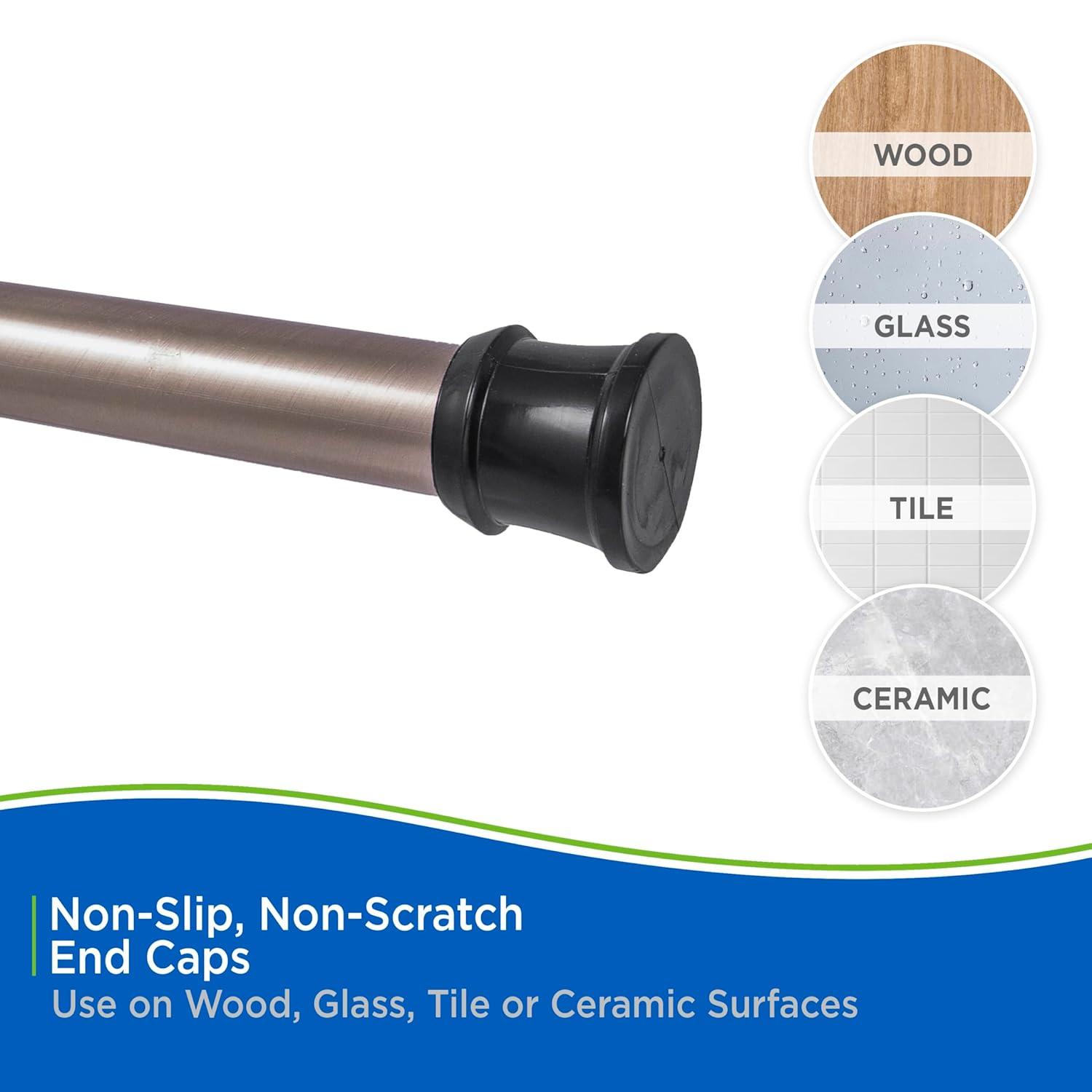 Kenney® Twist & Fit™ No Tools Rust-Proof Painted Aluminum Straight Tension Shower Curtain Rod, 42-72", Matte Oil Rubbed Bronze