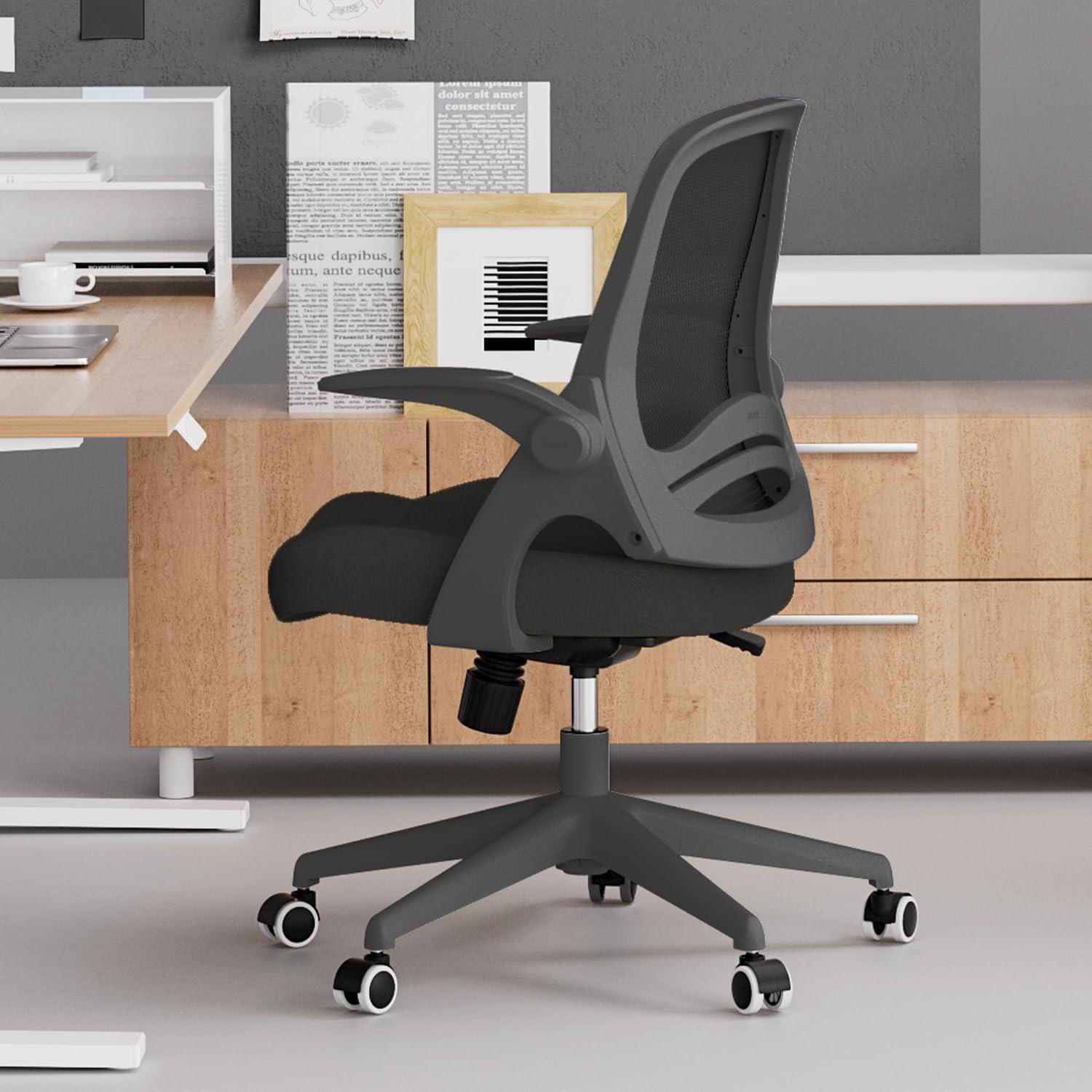 Black Mesh Ergonomic Swivel Task Chair with Adjustable Arms