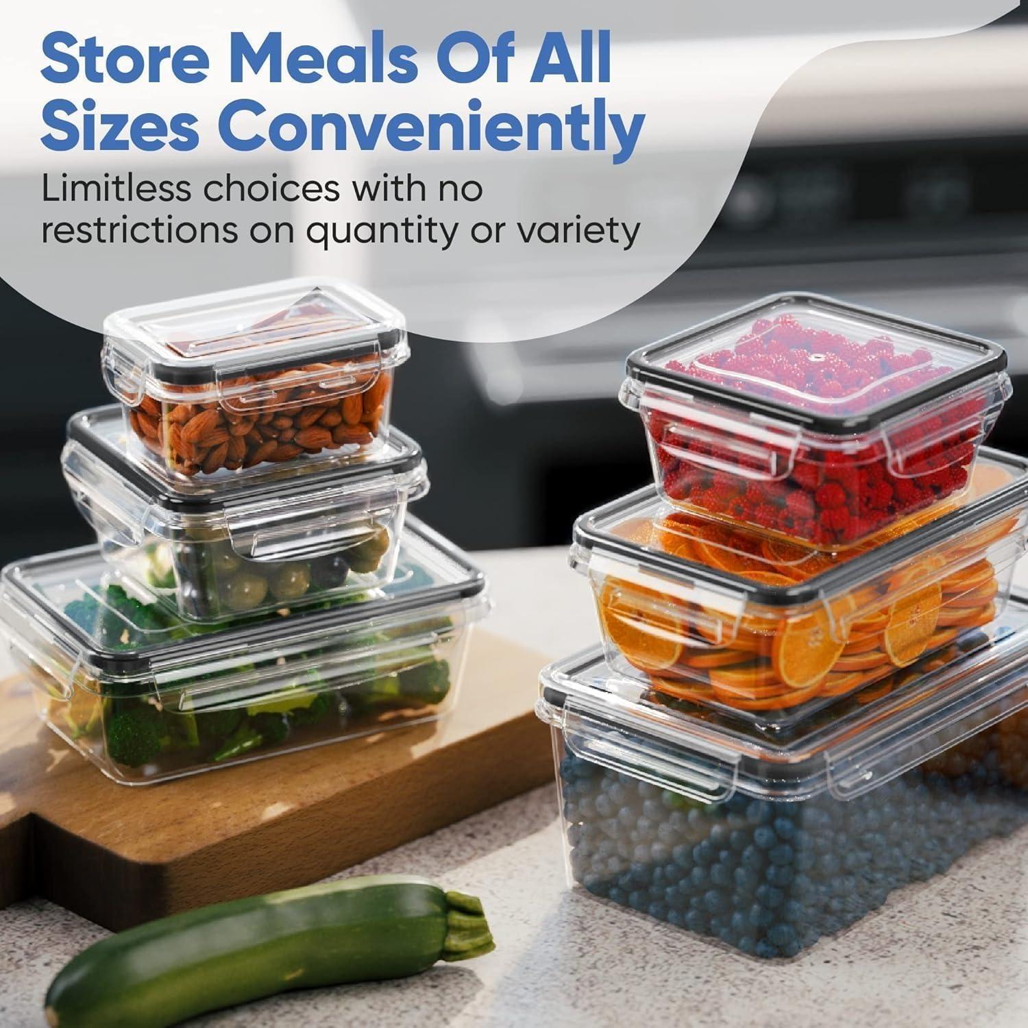 48-Piece Clear BPA-Free Plastic Food Storage Container Set