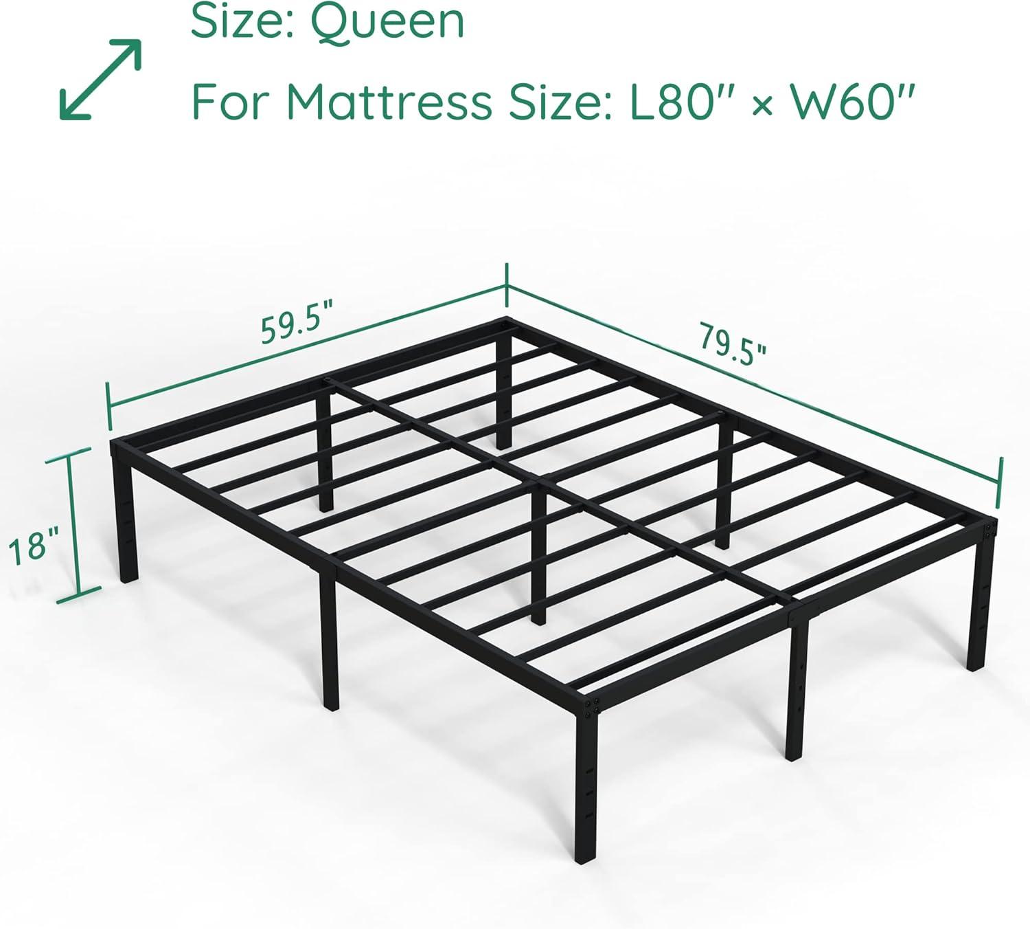 Black Queen Metal Frame Platform Bed with Headboard and Storage