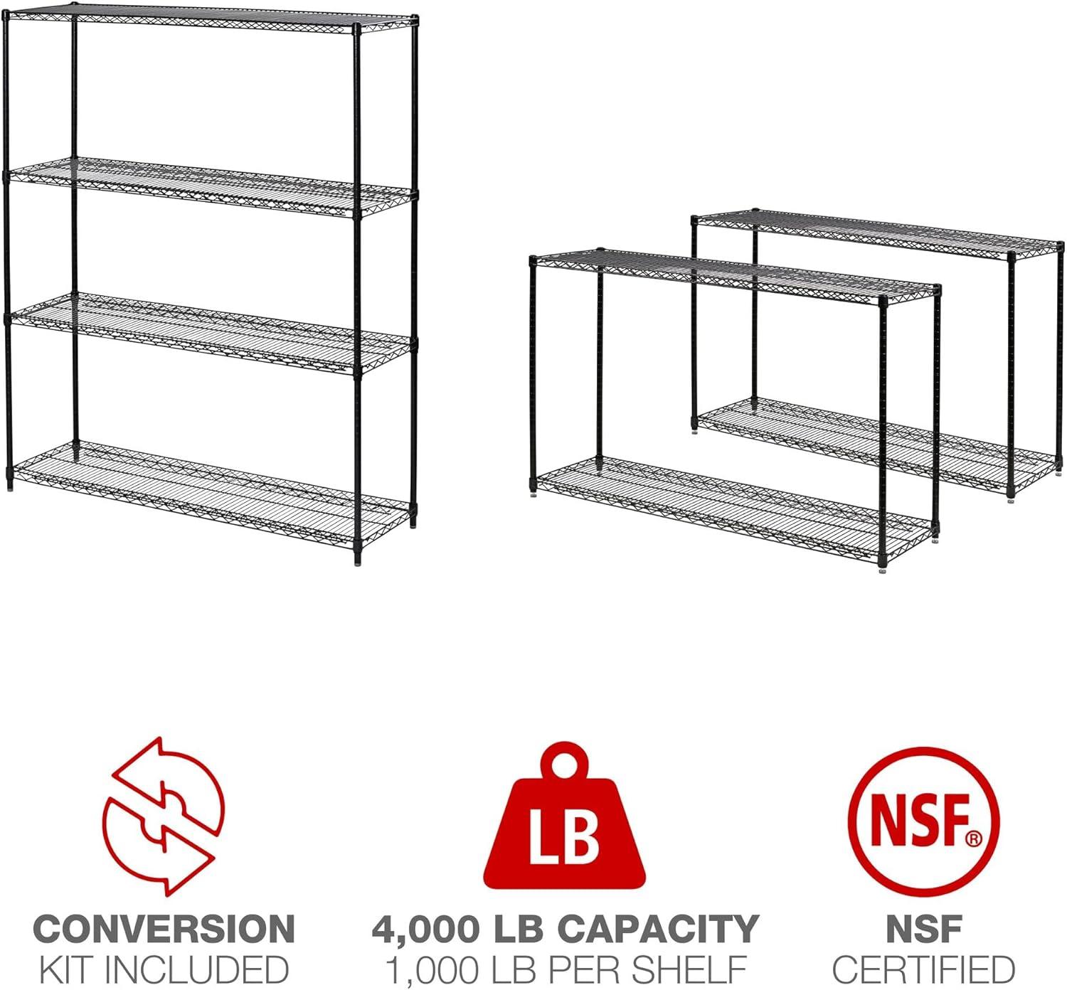 Alera All-Purpose Wire Shelving Starter Kit, Four-Shelf, 60w x 18d x 72h, Black Anthracite Plus